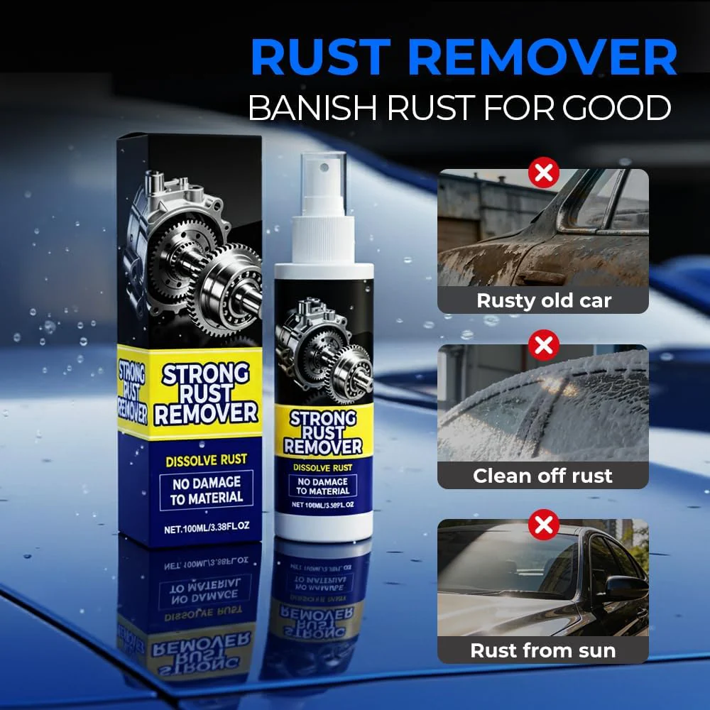 HISKI Rust Remover Spray, Multipurpose Rust Stain Remover, Rust Remover Spray for Metal, Heavy Duty Metal Cleaner for Vehicles, Tools, Chains (1PC) - Image 4