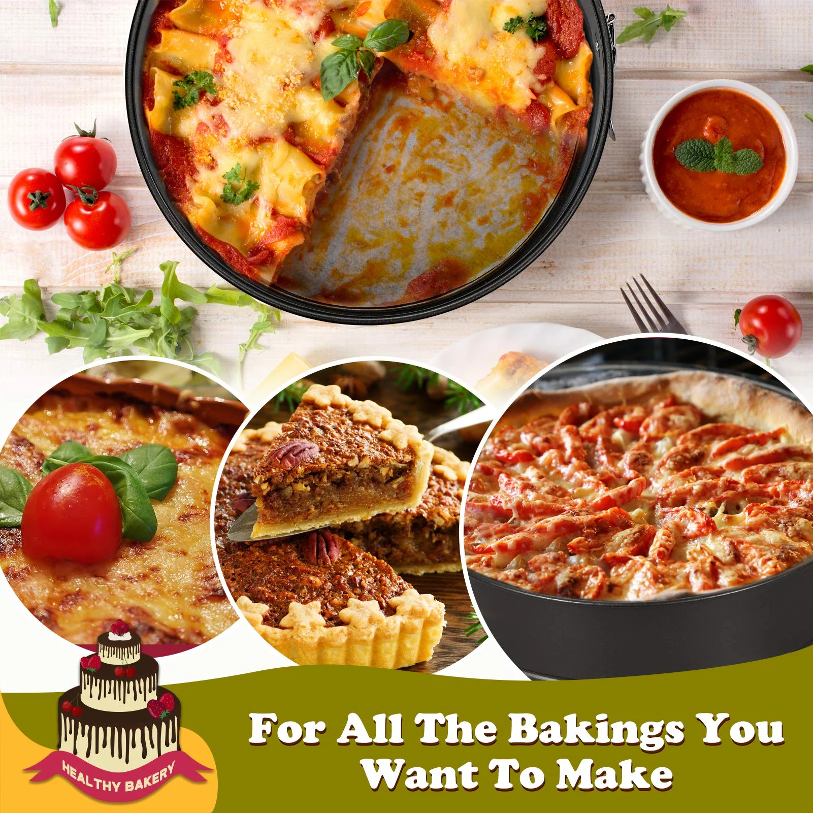 Hiware 10 Inch Non-stick Springform Pan with Removable Bottom/Leakproof Cheesecake Pan - Image 2