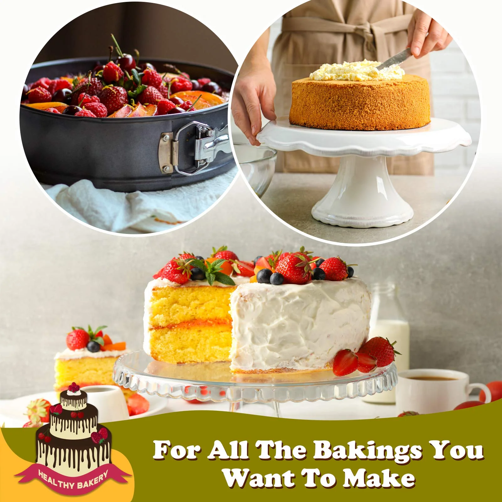 Hiware 10 Inch Non-stick Springform Pan with Removable Bottom/Leakproof Cheesecake Pan - Image 3