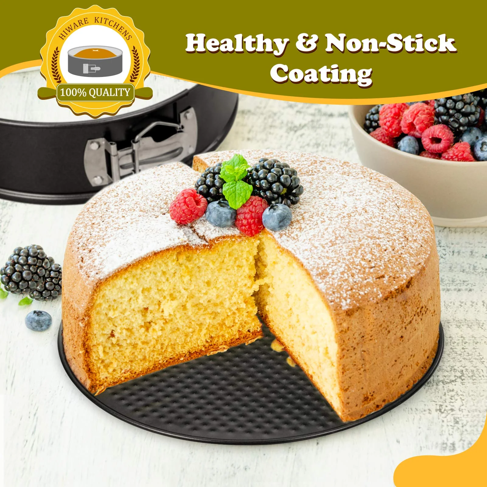 Hiware 10 Inch Non-stick Springform Pan with Removable Bottom/Leakproof Cheesecake Pan - Image 4