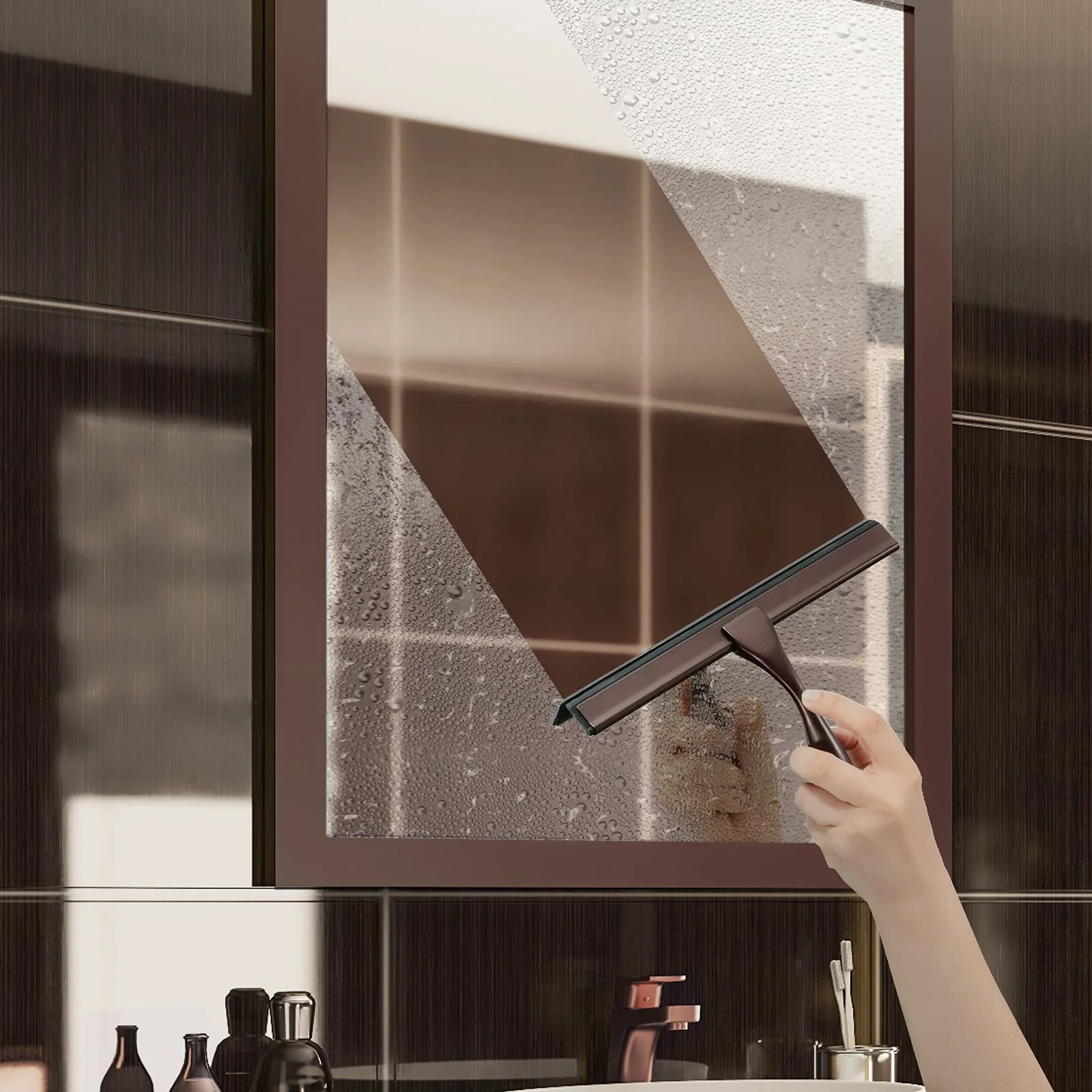 Hiware All-Purpose Shower Squeegee for Shower Doors, Bathroom, Window and Car Glass - Bronze, Stainless Steel, 12 Inches - Image 5