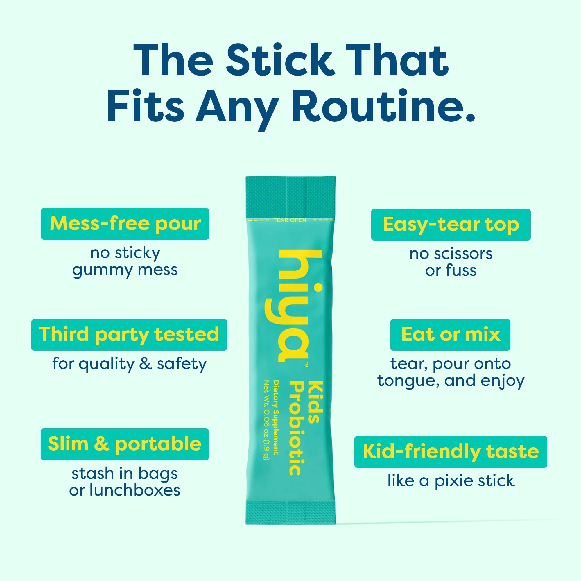 Hiya Kids Probiotic – 10 Billion CFU with Clinically-Studied Strains for Ages 2+, Supports Gut Health & Immune, 0g Sugar – 20 Stick Packs for Toddlers & Kids - Image 2