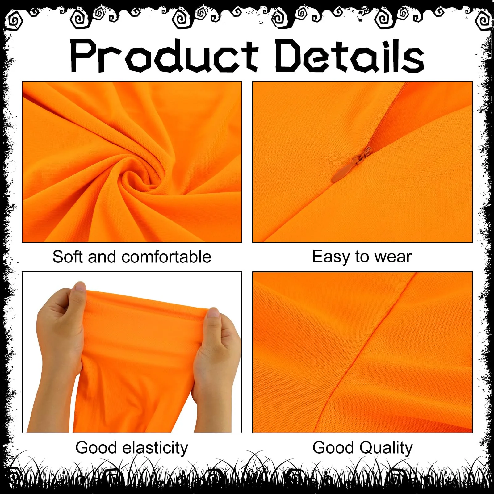 HIYZI Orange Costume Yellow Mustache and Eyebrows Halloween Costume Orange Jumpsuit for Halloween Christmas Festival Party Cosplay Men Women (S) - Image 4