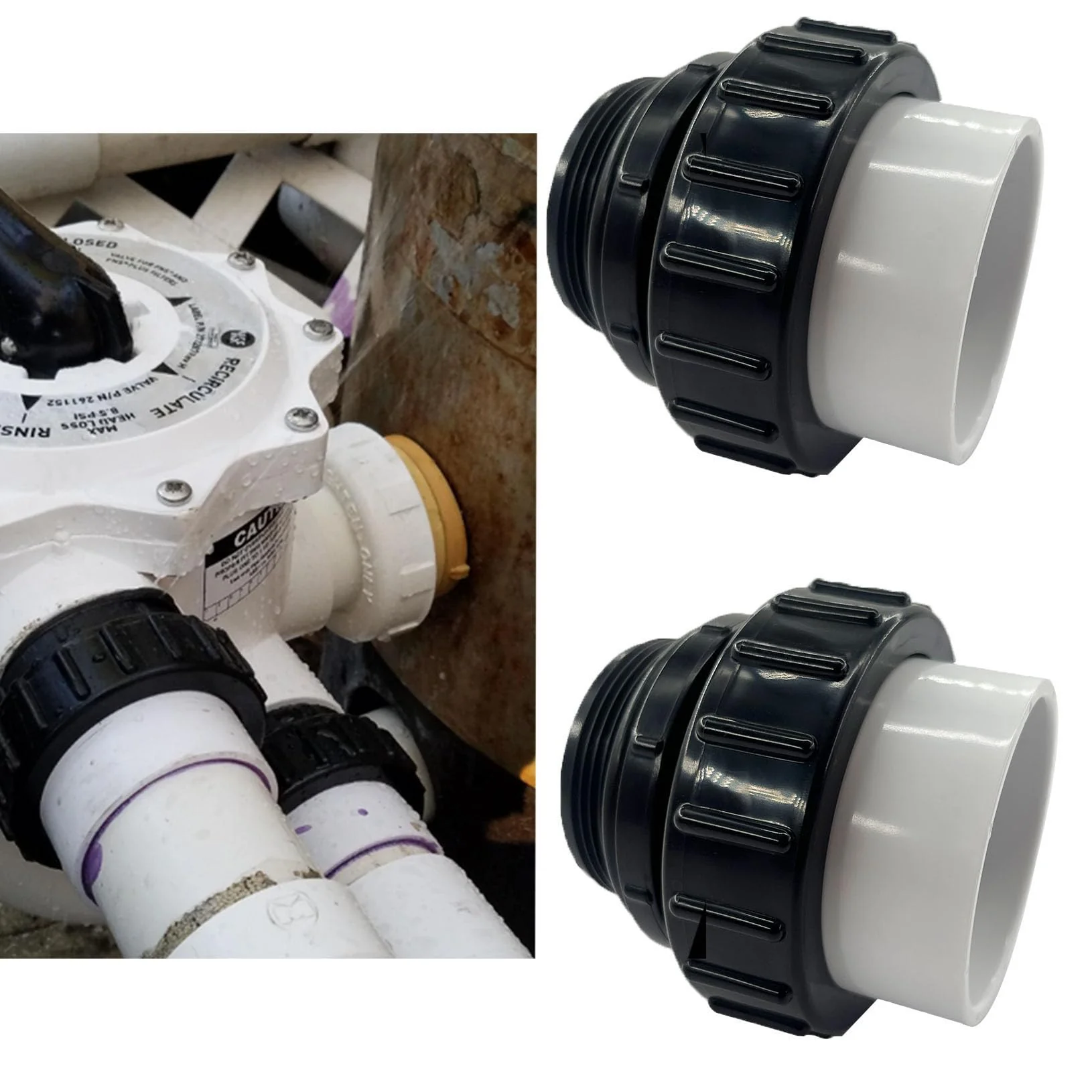 HJSIUTV 21063-200-000 2" MIP x 2" PVC Hi Temp Union Compatible with Pentair Whisperflo and Intelliflo Swimming Pool and Spa Pumps High Temperature Unions (2 pack) - Image 8