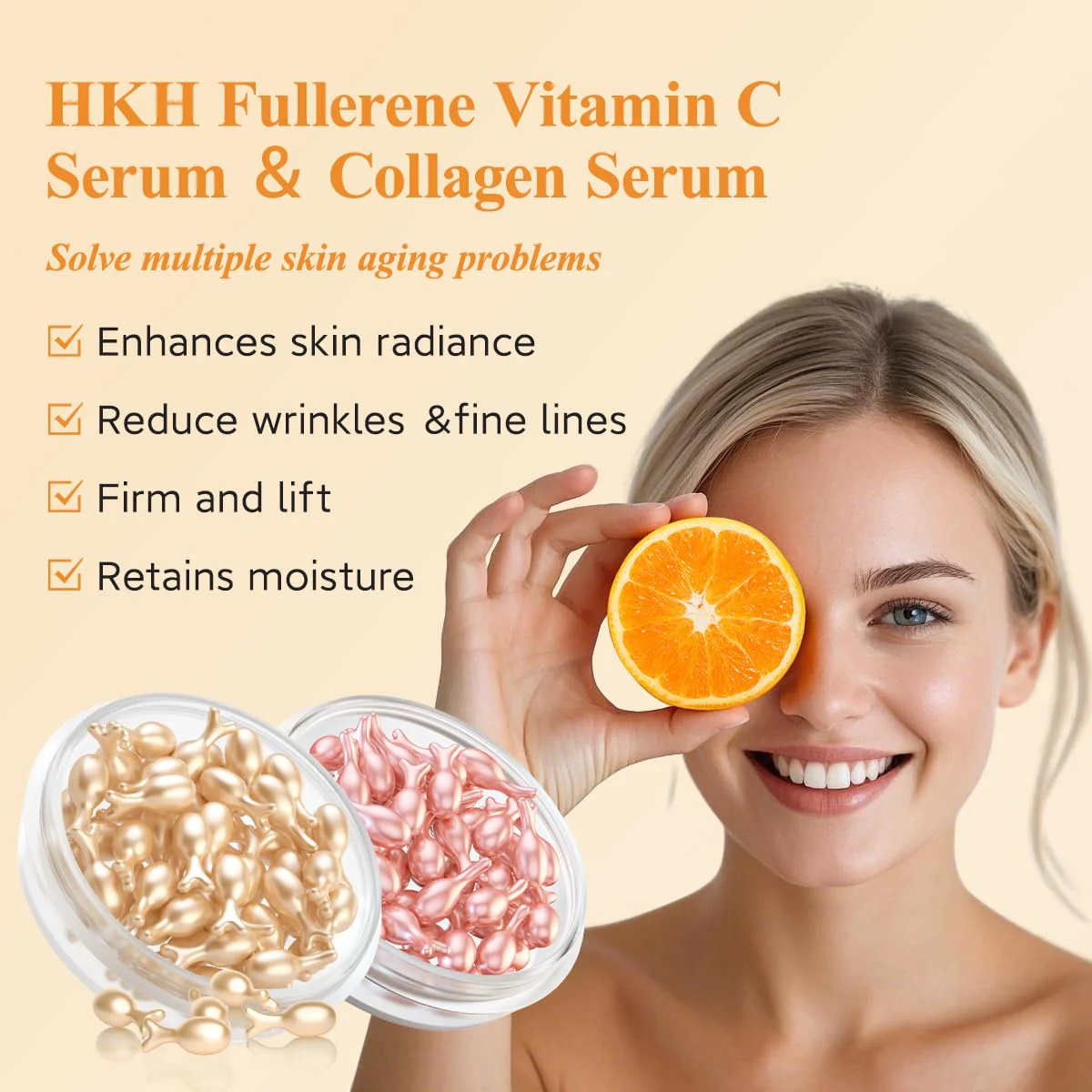 HKH Vitamin C & Retinol Serum for Face - Vit C Oil Capsules with Niacinamide Anti Aging Skincare - Vit A Night Serum Capsules for Women - Moisturise Smooth Fine Lines Even Tone Firming Skin (38+38 ct) - Image 9