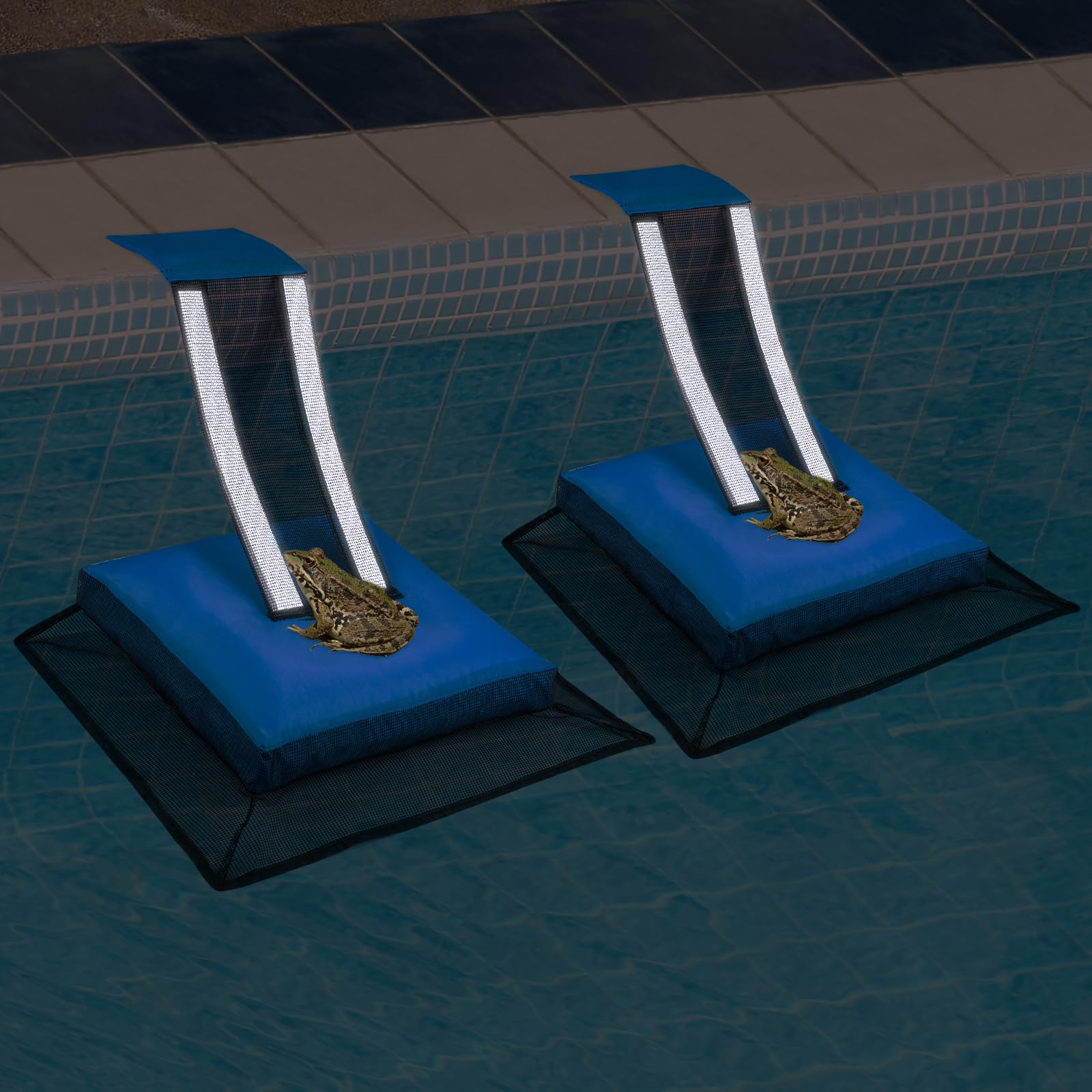 HKZ Pool Critter Animal Escape Ramp - 2Pack Critter Frog Saver Log for Swimming Pool with Reflective Strips, Wildlife Frog Pool Saver Floating Escape Device for Small Critters Squirrel Lizards (Blue) - Image 2