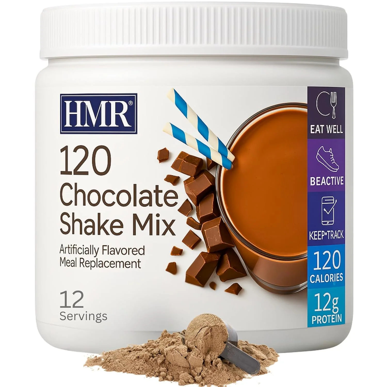 HMR 120 Chocolate Shake Meal Replacement Powder | Chocolate Shake Mix to Support Healthy Weight Loss | 12g of Protein | Nutritional Drink | Low Calorie Food | 12 Servings - Image 2