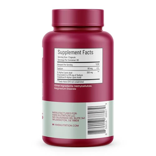 HMS Nutrition Stabilized R-Lipoic Acid 300 mg per Serving — Pure R Alpha Lipoic Acid (R-ALA) High Potency Active R Isomer Antioxidant Nerve & Metabolism Support — NSF Certified Non-GMO Vegan 60Capsule - Image 10