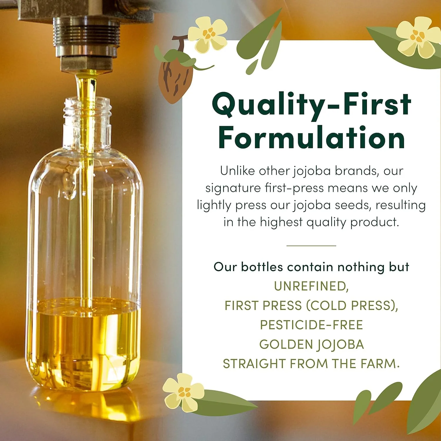 HobaCare Pure Jojoba Oil for Skin Care, Hair, Beard, Scalp Massage - 100% Unrefined Carrier Oil for Diluting Essential Oils - Natural, Hexane Free, Cruelty-Free, Long Shelf Life (16 oz) - Image 6