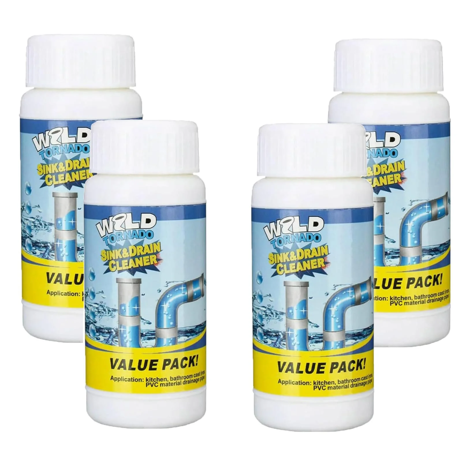 Hogitpe Wild Tornado Sink and Drain Cleaner, Fast Foaming Sink Cleaner for Kitchen Bathroom & Toilet Pipeline Quick Cleaning Tool (4PCS)