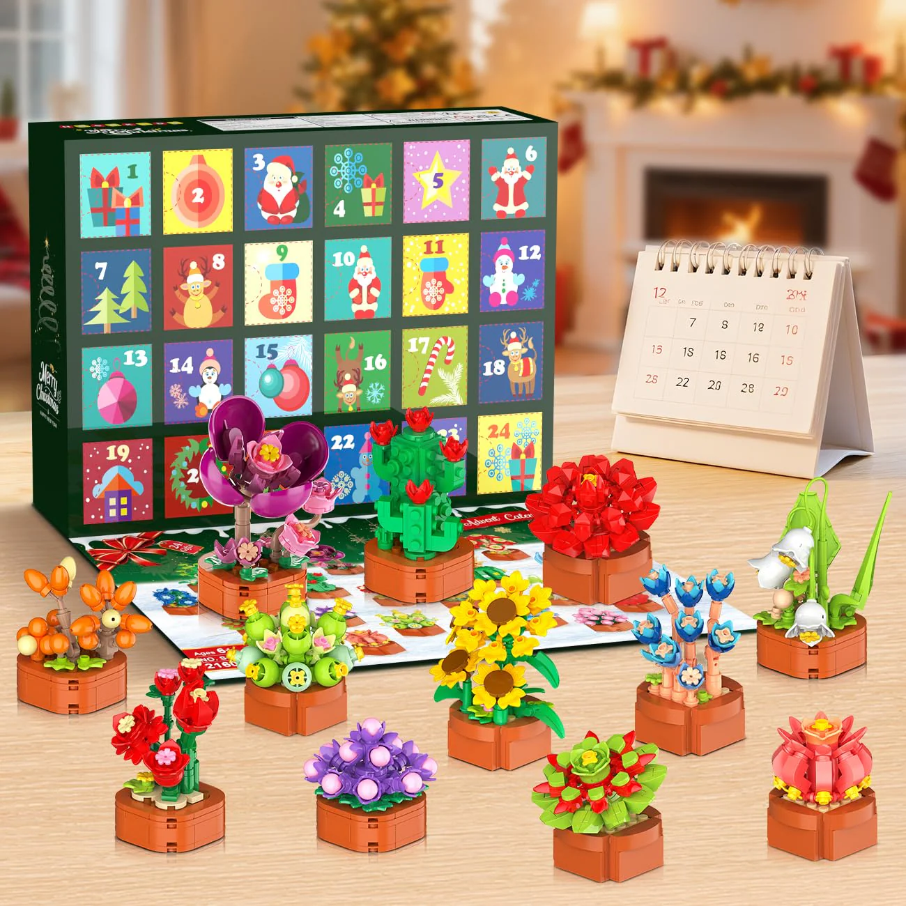 HOGOKIDS Advent Calendar 2025 Flowers Mini Building Set for Kids Adults - 24 Day Succulent Flower Christmas Countdown Calendar 3.6MM Blocks Toys, Xmas Gift Box Set for Boys Girls Women Men Age 10+ - Image 4