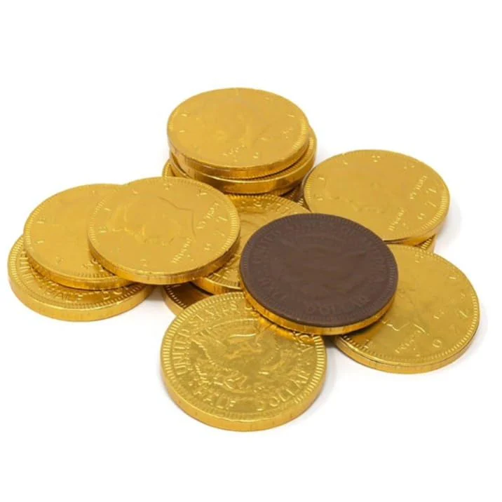 Holiday Gold Half Dollar Chocolate Coins 1LB. Milk Chocolate Coins for Birthdays, Christmas, Halloween or any ocasion. Half Dollar Gold Foil Coins, Pieces Individually Wrapped (1 Pound) - Image 5
