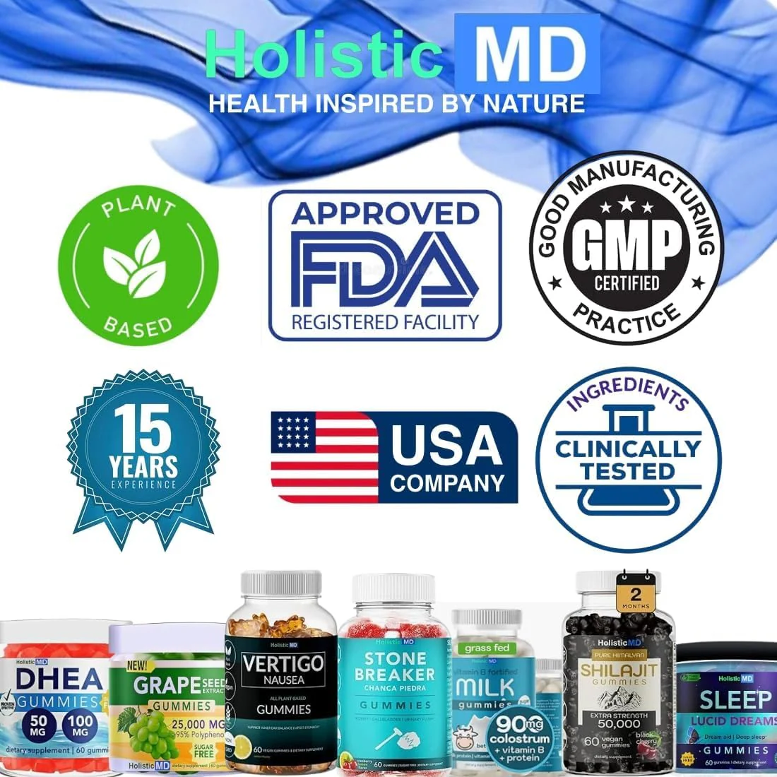 Holistic MD Gainer Gummies for Women Men Elderly and Kids | Clinically Studied Ingredients | 10 in 1 with L-Lysine Gentian Root Vitamin B | Non-GMO Sugar Free Vegan | 60 Count - Image 2