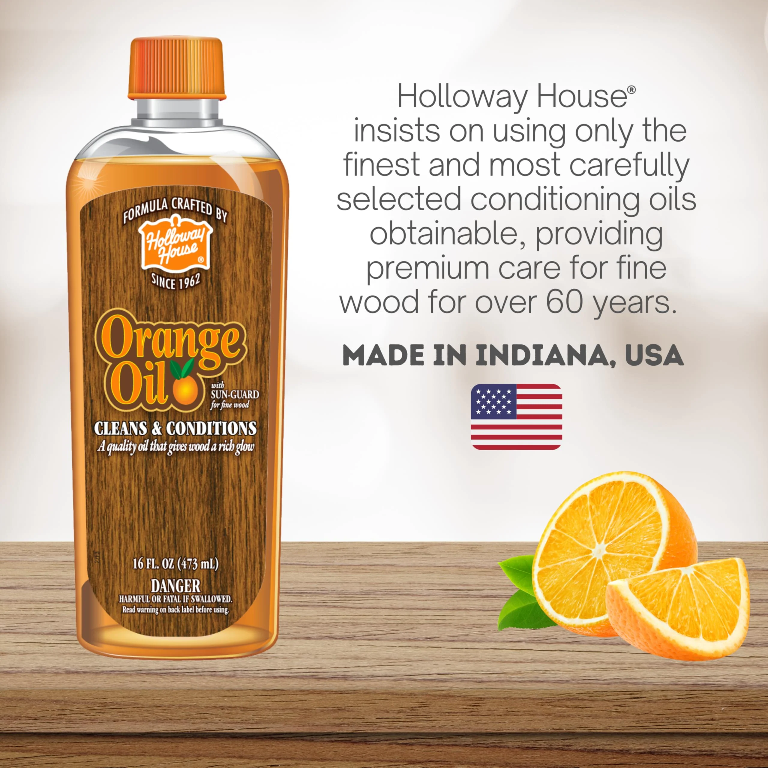 Holloway House Orange Oil Cleaner 16oz, 6Pk w/Sun-Guard for Fine Wood | Cleans & Conditions | Removes Soap Scum from Shower Doors, Stainless, Tile & Sinks | Natural Oil That Gives Wood a Rich Glow - Image 3