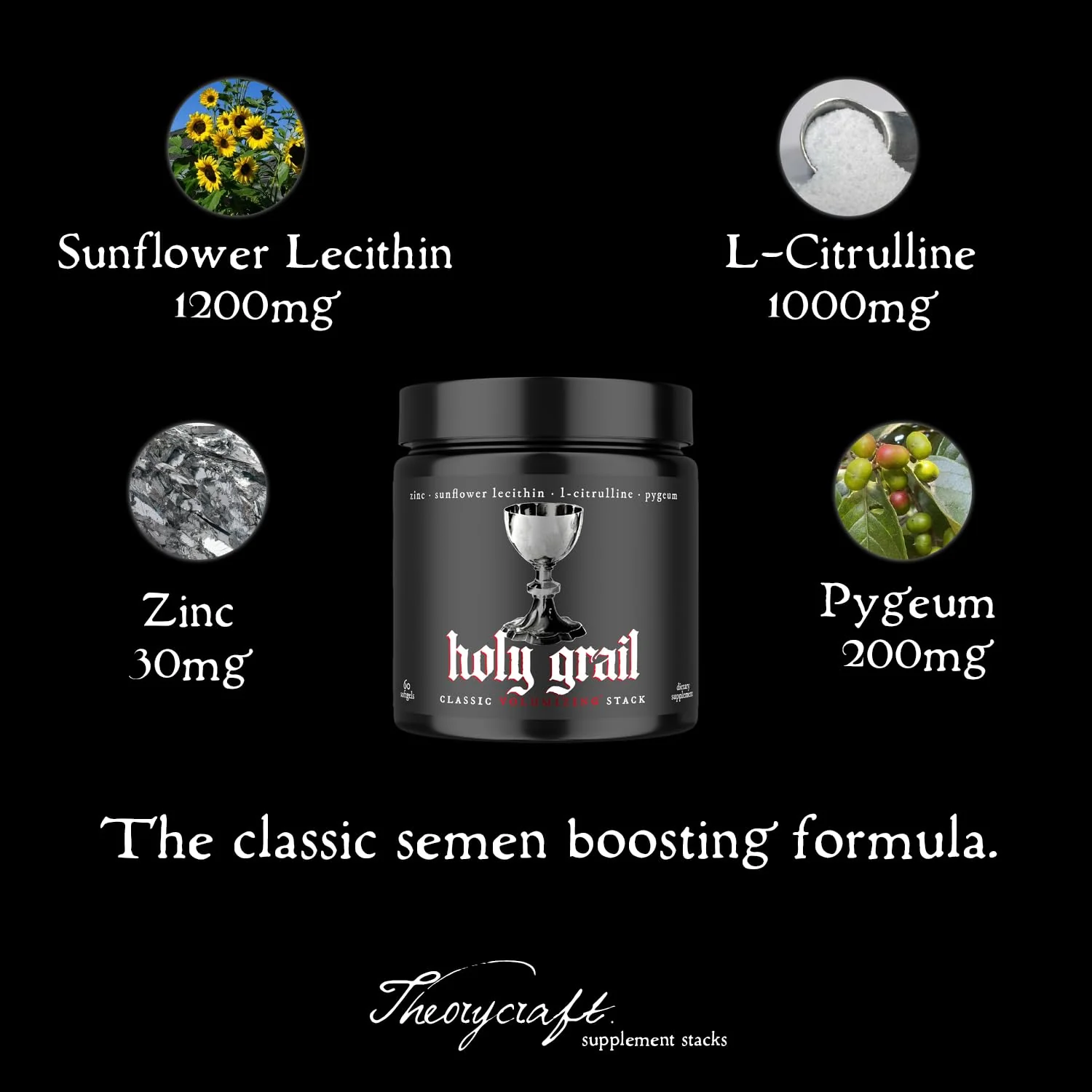 Holy Grail - Classic Semen Volume Booster Stack | Softgel = Higher Bio-Availability | Men's Load & Fertility Enhancer | Sunflower Lecithin, Pygeum, L-Citrulline, & Zinc for Testosterone | One Month - Image 5