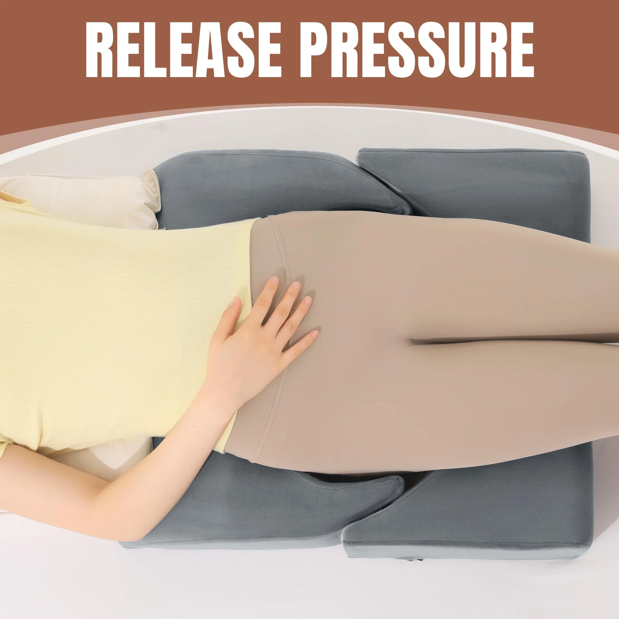 HOMBYS Adjustable Size BBL Pillow After Surgery for Sleeping,High Density Foam Butt Pillow,Brazilian Butt Lift Pillow Post Surgery Recovery for Sleeping,BBL Chair with Hole (Dark Grey) - Image 6