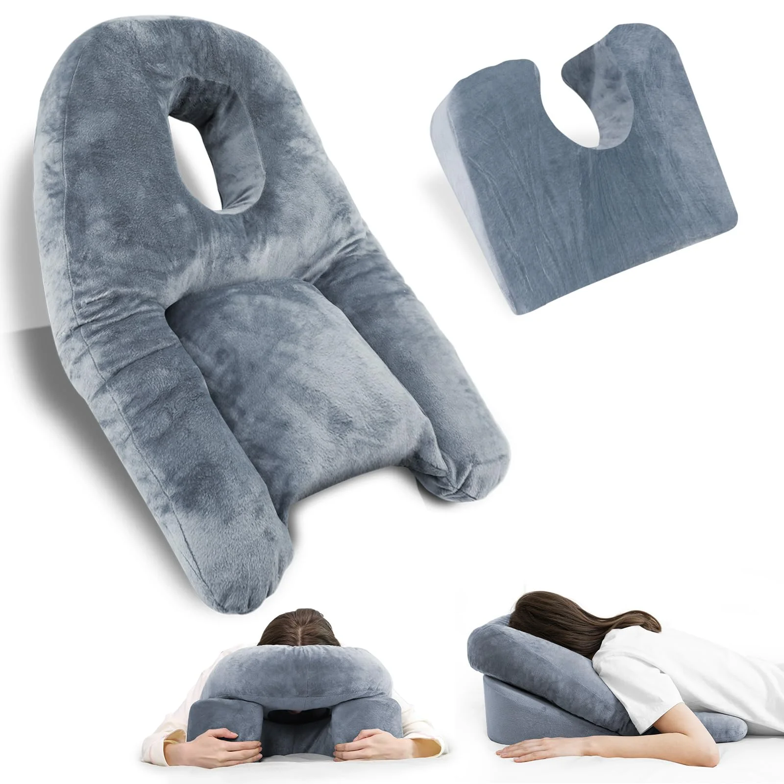 HOMCA Face Down Pillow After BBL or Eye Surgery - Home Massage Pillow Stomach Sleeping Face Down for Bed with CertiPUR-US Certified Memory Foam and Removable Cover - Image 2