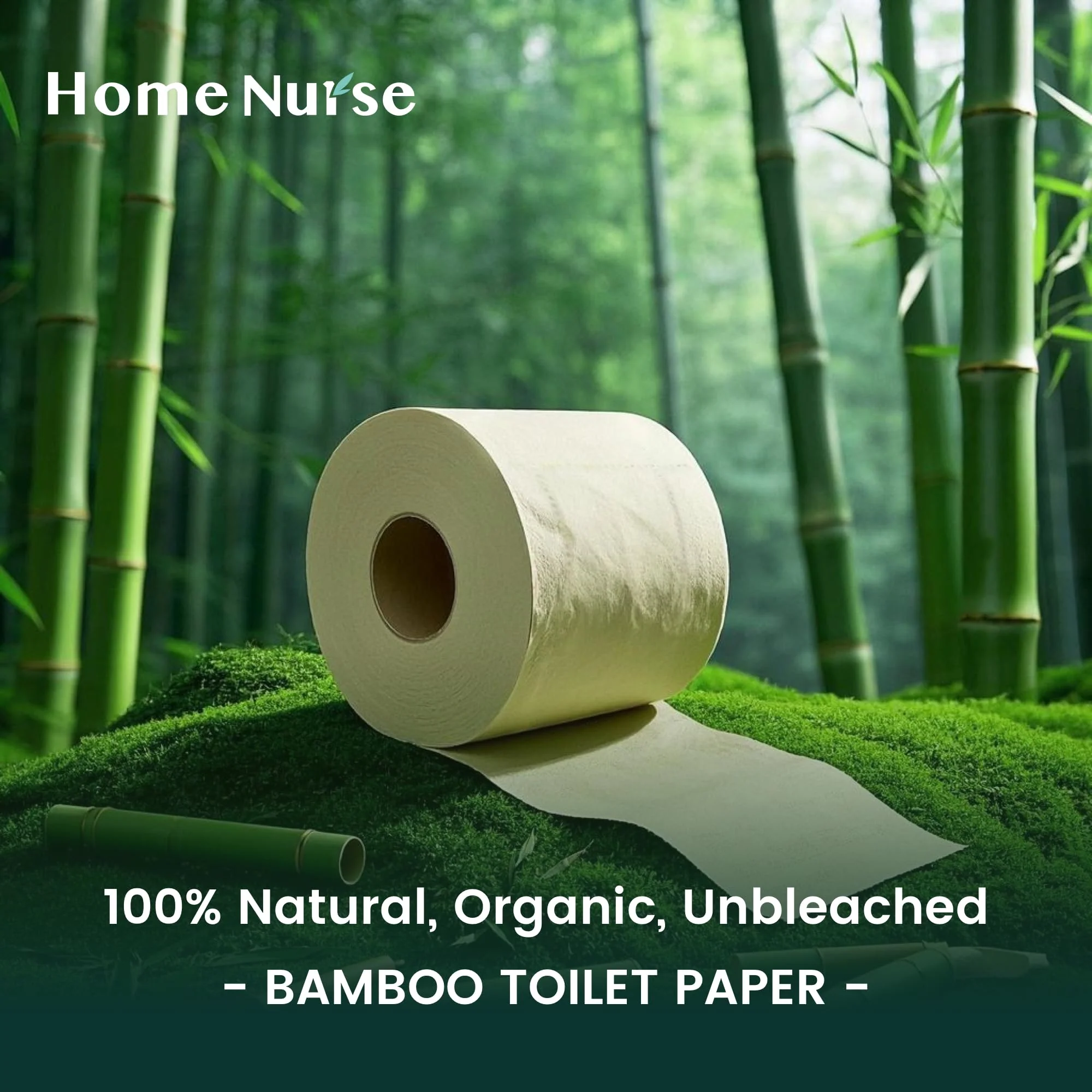 Home Nurse 4-Ply Bamboo Toilet Paper 24 Rolls, Unbleached Septic Safe Toilet Paper, No Lint Strong Absorbent, Chemical Free Eco Friendly Tree Free Bulk Toilet Paper - Image 7