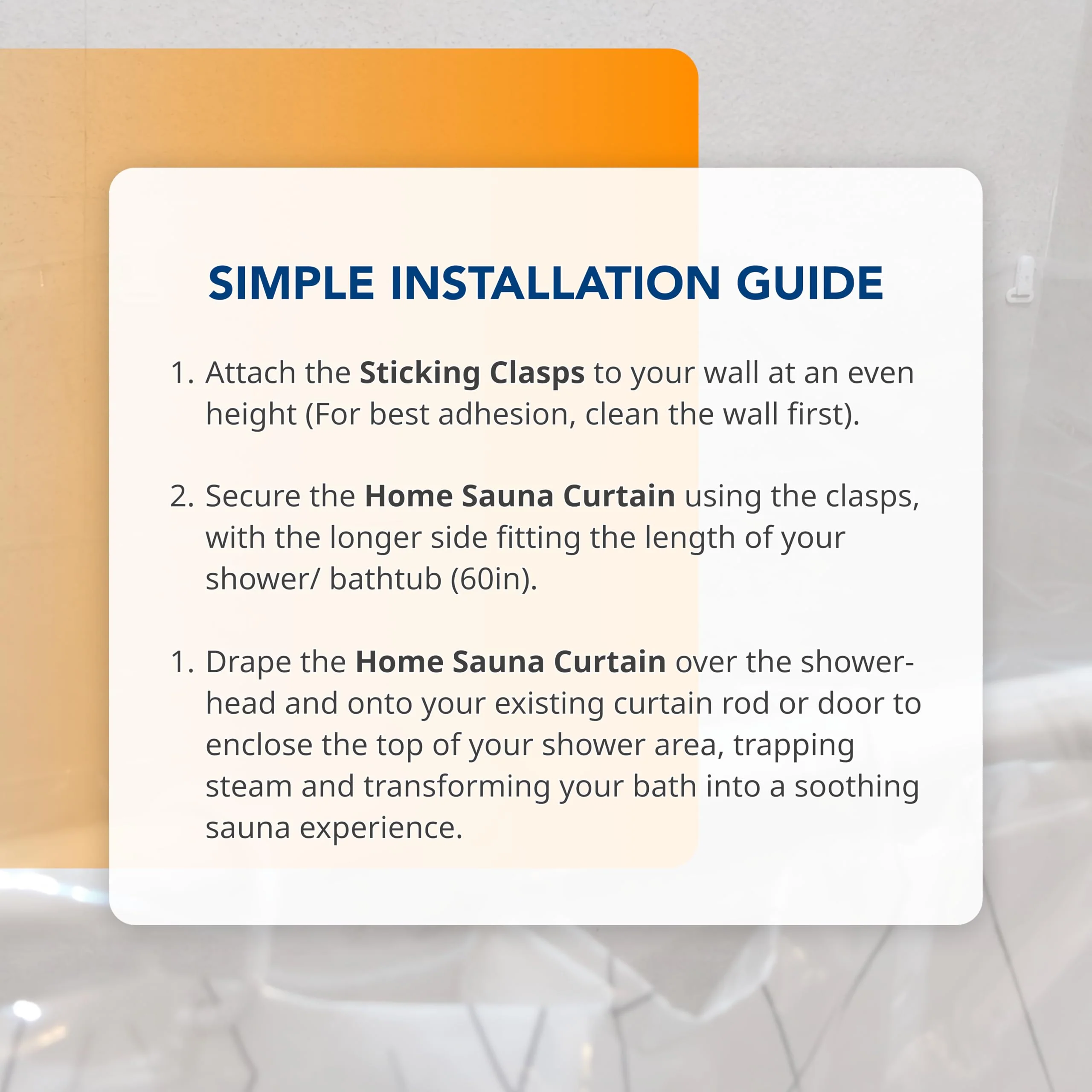 Home Sauna - Removable Sauna Steam Curtain | for Steam Bath Detox & Spa Relaxation | Turn Your Existing Shower into a Personal Steam Sauna | Fits with Existing Shower Curtain Liner - Image 3