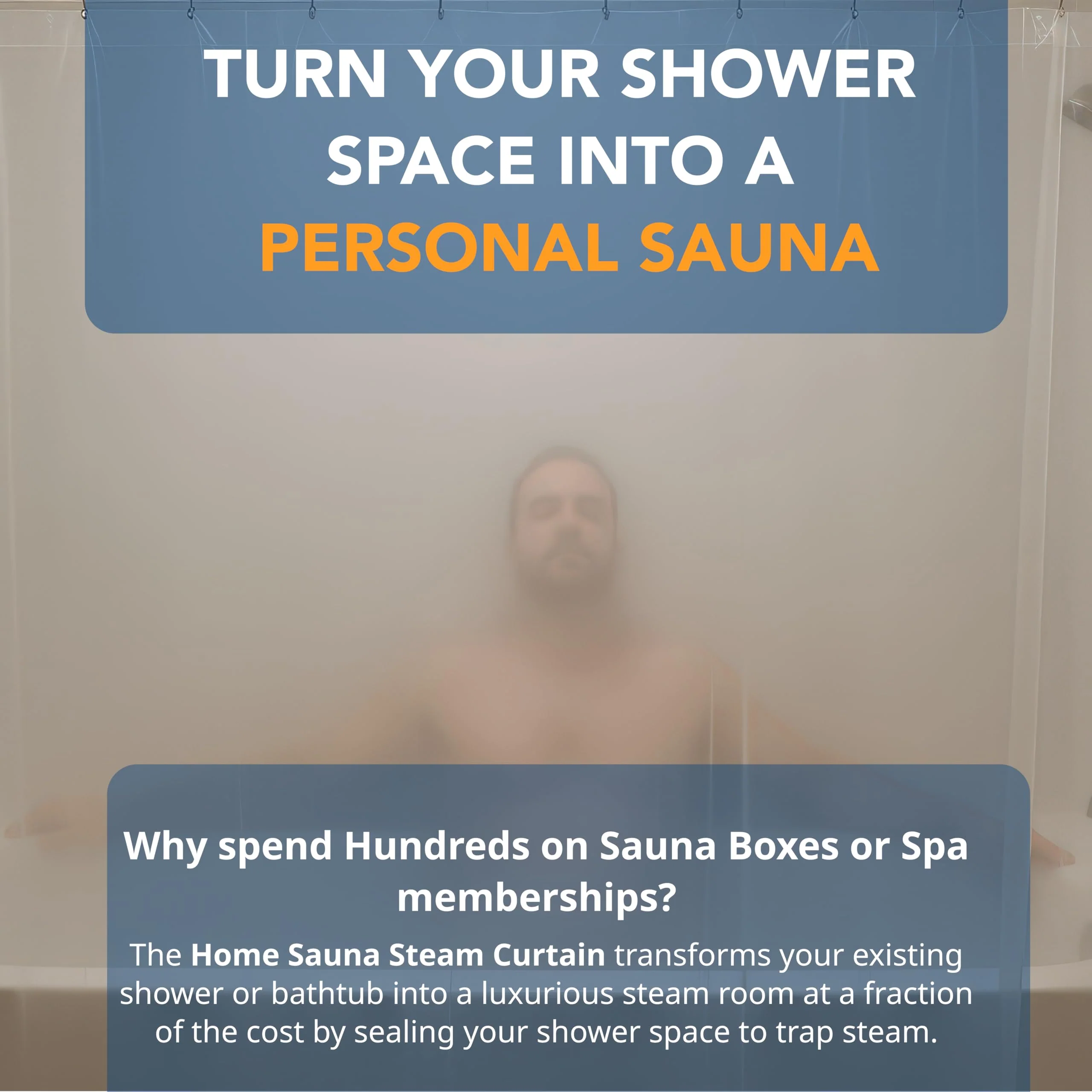 Home Sauna - Removable Sauna Steam Curtain | for Steam Bath Detox & Spa Relaxation | Turn Your Existing Shower into a Personal Steam Sauna | Fits with Existing Shower Curtain Liner - Image 4