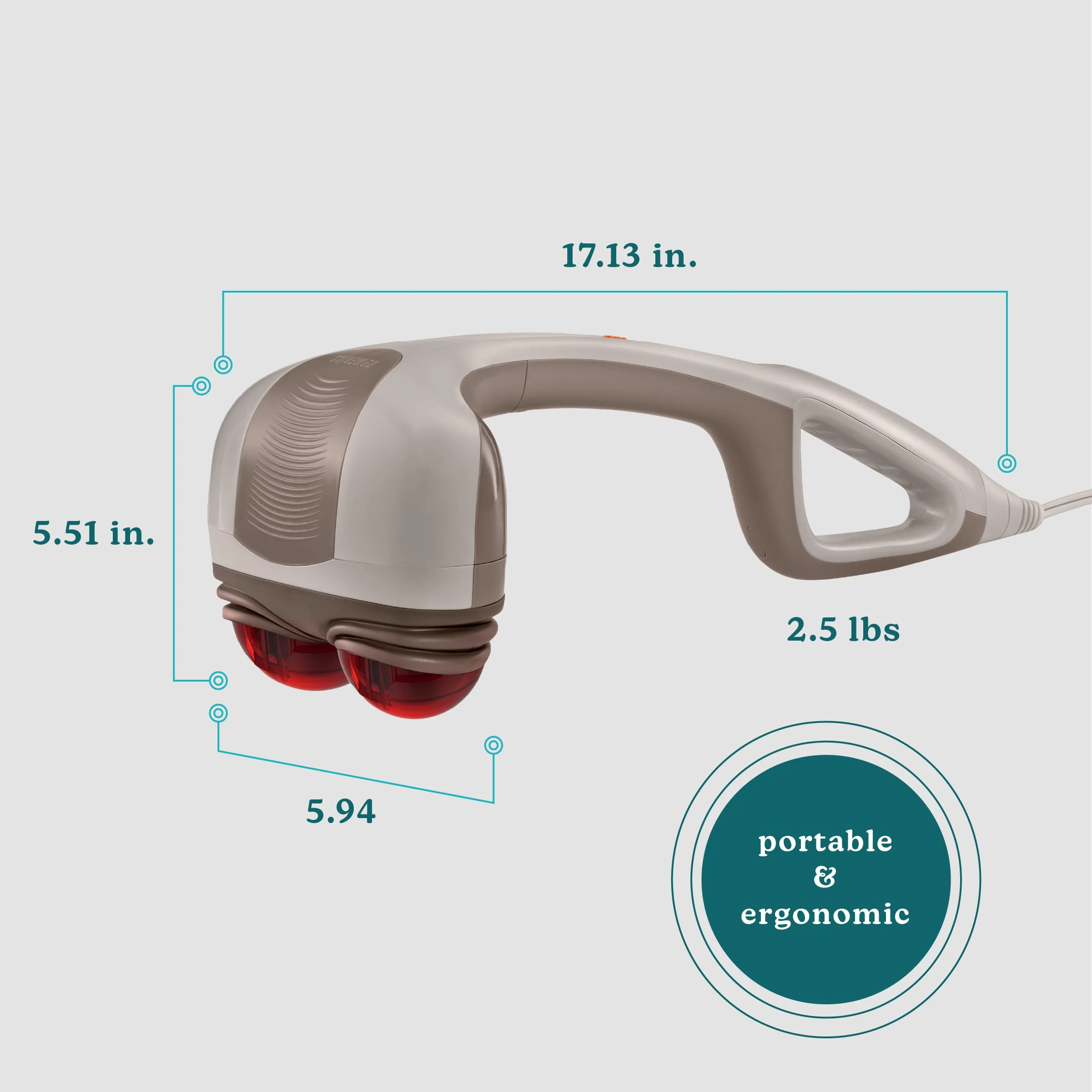 Homedics Percussion Action Massager with Heat | Adjustable Intensity, Dual Pivoting Heads | 2 Sets Interchangeable Nodes, Heated Muscle Kneading for Back, Shoulders, Feet, Legs, & Neck - Image 7