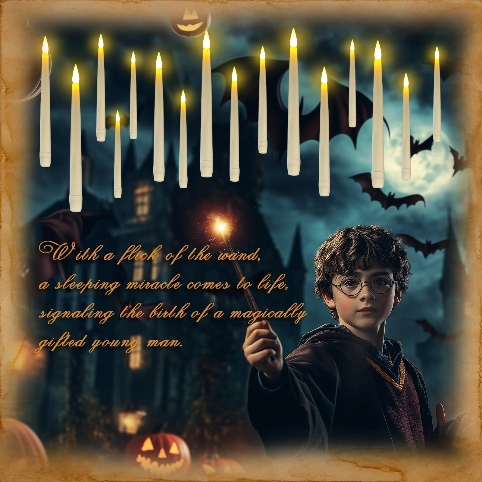 Homemory 20PCS Floating Candles with Wand Remote, Magic Hanging Candle with Timer, Flickering Warm Light Floating Candles for Halloween Christmas Birthday Party Decor - Image 8