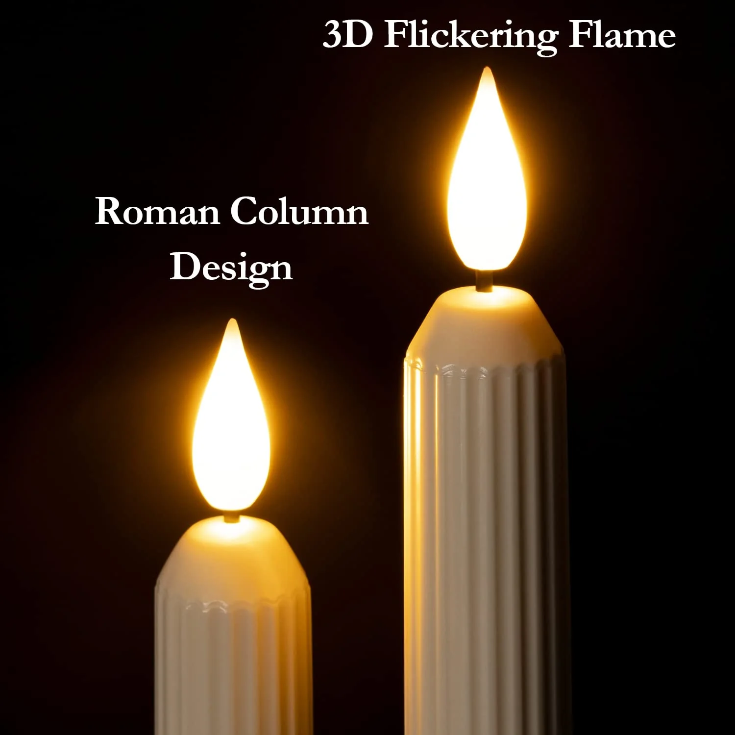 Homemory 6 Pcs Window Candles With Sensor Dusk to Dawn - Ivory Stripped Candlesticks With Suction Cups, Roman Column Battery Operated Flameless LED Taper for Christmas - Image 7