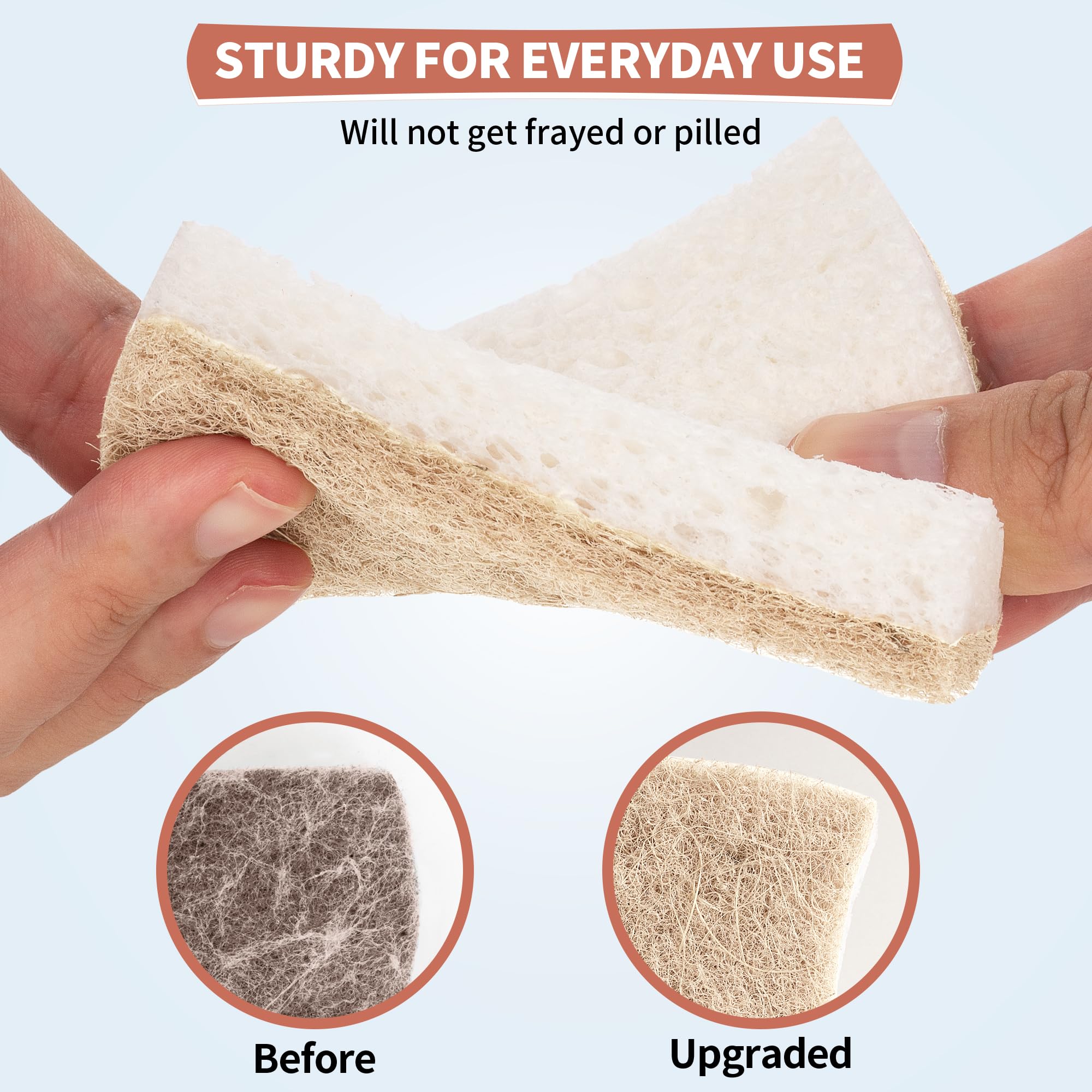 HOMERHYME Natural Dish Sponge 48 Pack, Non-Scratch Scrub Sponge, Eco Multipurpose Kitchen Sisal Fiber Cellulose Sponge, Odor-Less Dual-Sided for Dish Washing & Household Cleaning - Image 5