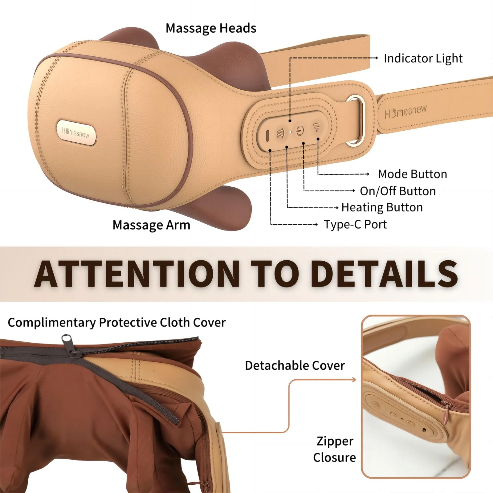 Homesnew Neck Massager for Pain Relief Deep Tissue, Shiatsu Neck and Shoulder Massager with Heat, Cordless 5D Wearable Kneading Neck Massage On the Go, Ideal Relaxation Gift for Women and Men - Image 5