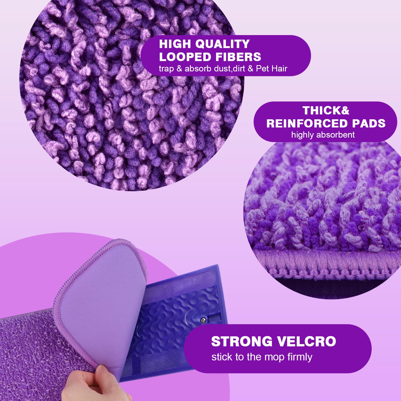 HOMEXCEL Reusable Microfiber Mop Pads for Swiffer PowerMop 8 Pack, Power Mop Pads Refills for 13 ''-15 '' Spray Mop, Machine Washable Pad Replacement for Multi-Surface Floor Cleaning - Image 7