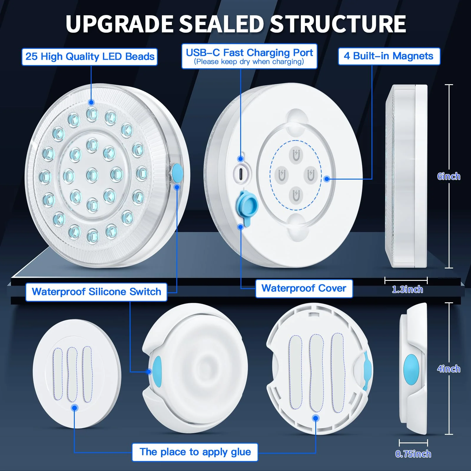 Homly Rechargeable Submersible Pool Lights with Wireless APP Control, Waterproof Underwater Smart LED Lights Controlled Multiple Lighting Modes, 4000mAh Magnets Light for Multi Scene Pool Decoration - Image 4