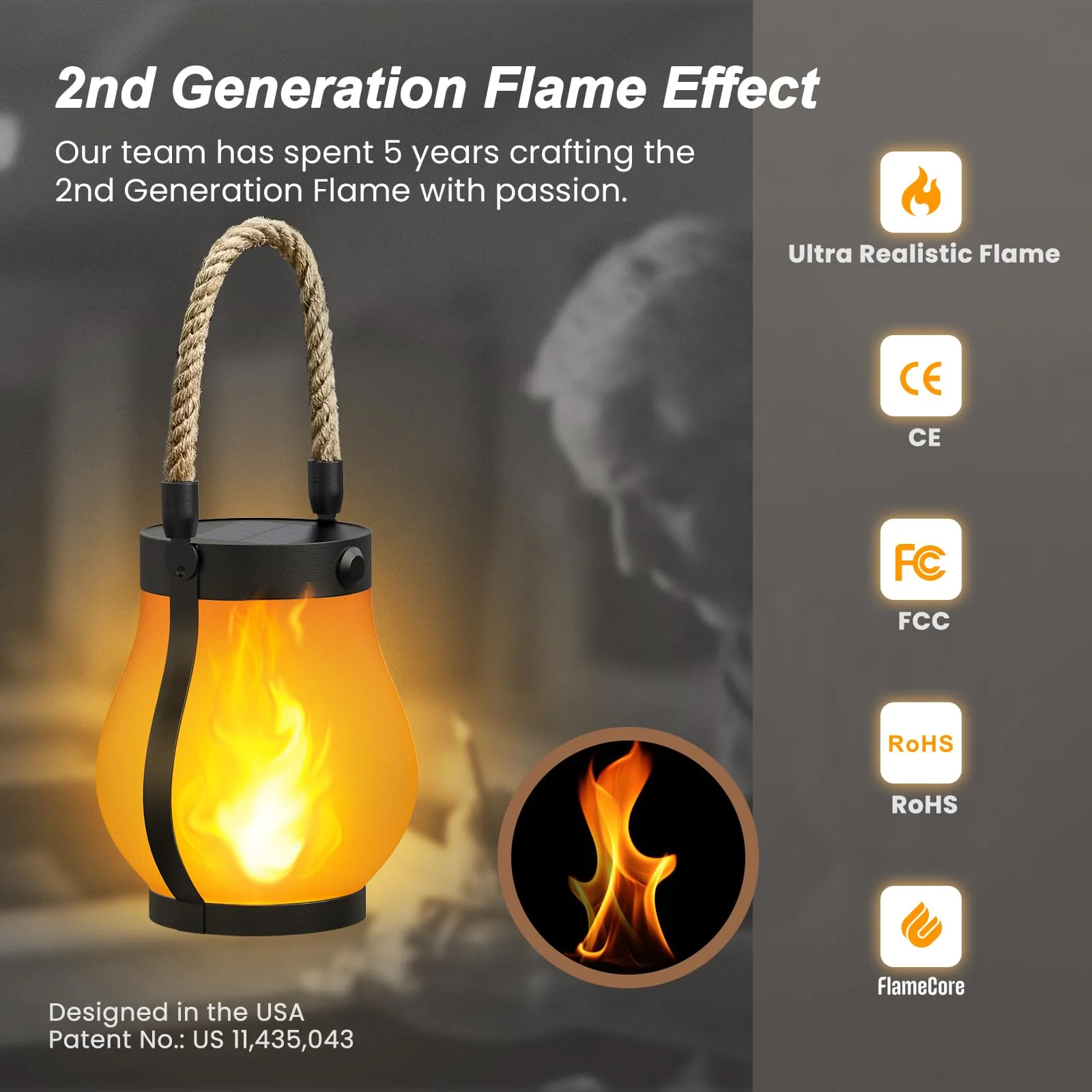Hompavo Gen2 Solar Lanterns Outdoor Waterproof with Realistic Flickering Flame, Dual Charging (USB/Solar) & 2 Modes - Decorative Hanging/Table Lights for Yard Patio Garden Halloween Christmas Decor, 2 - Image 8