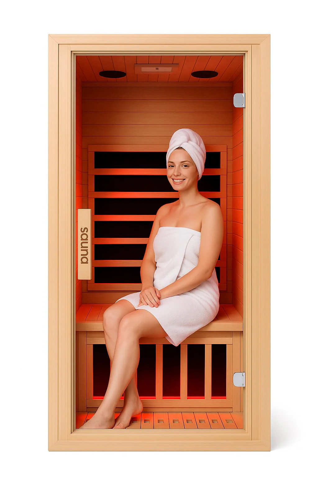 Homsido Infrared Home Sauna Room 1 Person Hemlock Wooden Indoor Dry Sauna,Low EMF 1200W/110V Heaters Panels,LCD Control Panel,10 Minutes Pre-Warm up,Time and Temp Pre-Set,1-Year Aftersale