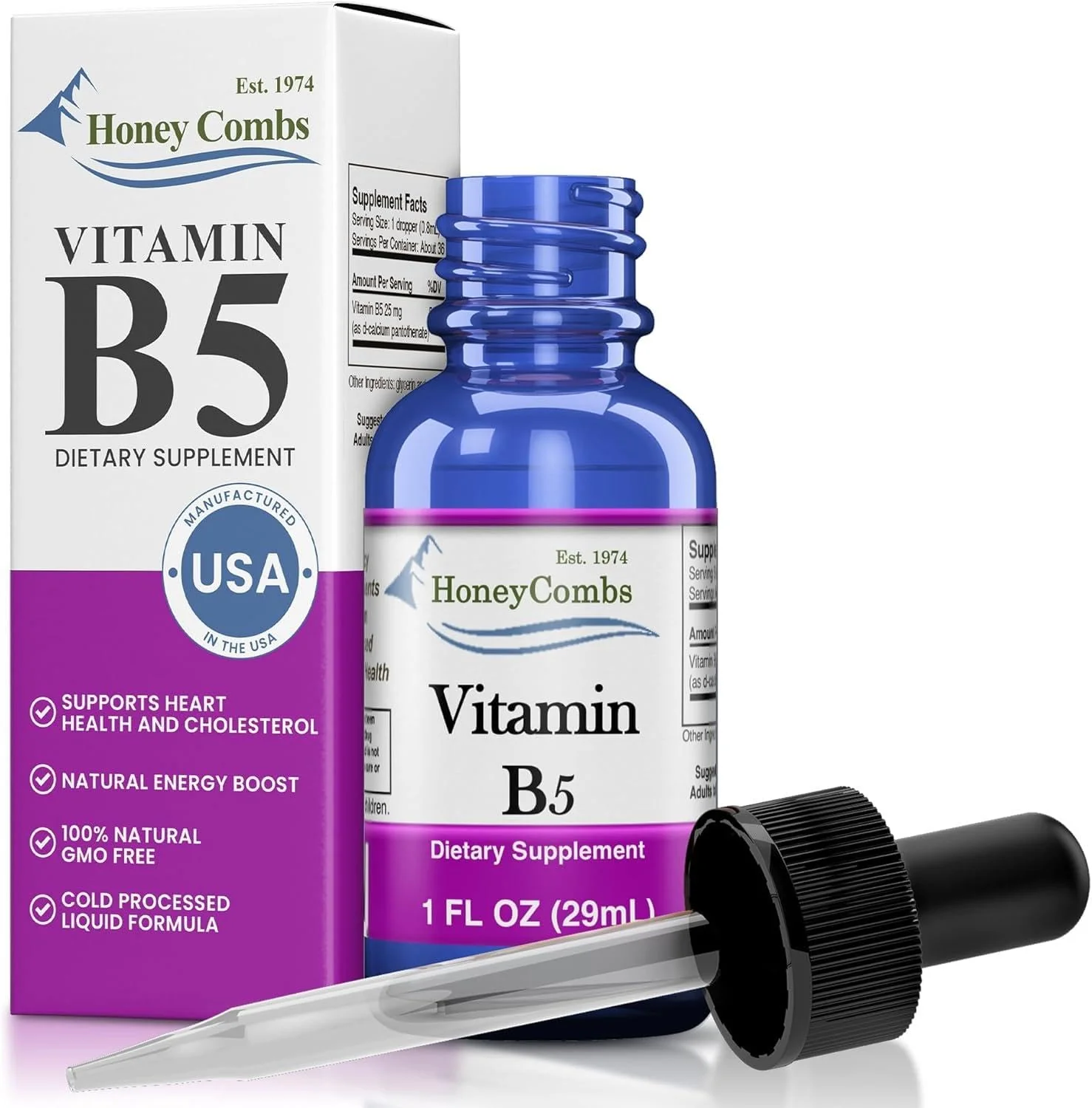 HoneyCombs Vitamin B5 Extract Alcohol Free (Liquid), 1 oz