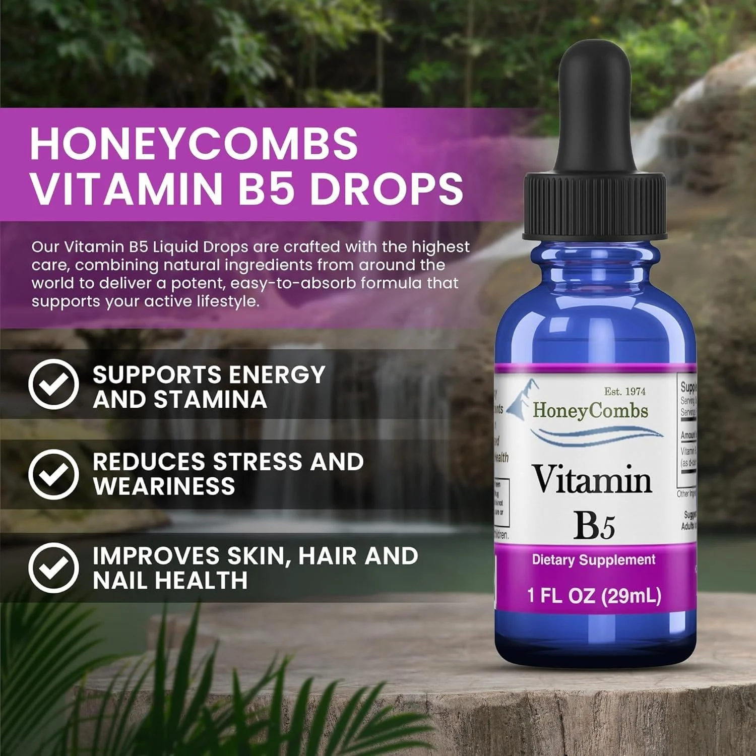 HoneyCombs Vitamin B5 Extract Alcohol Free (Liquid), 1 oz - Image 2