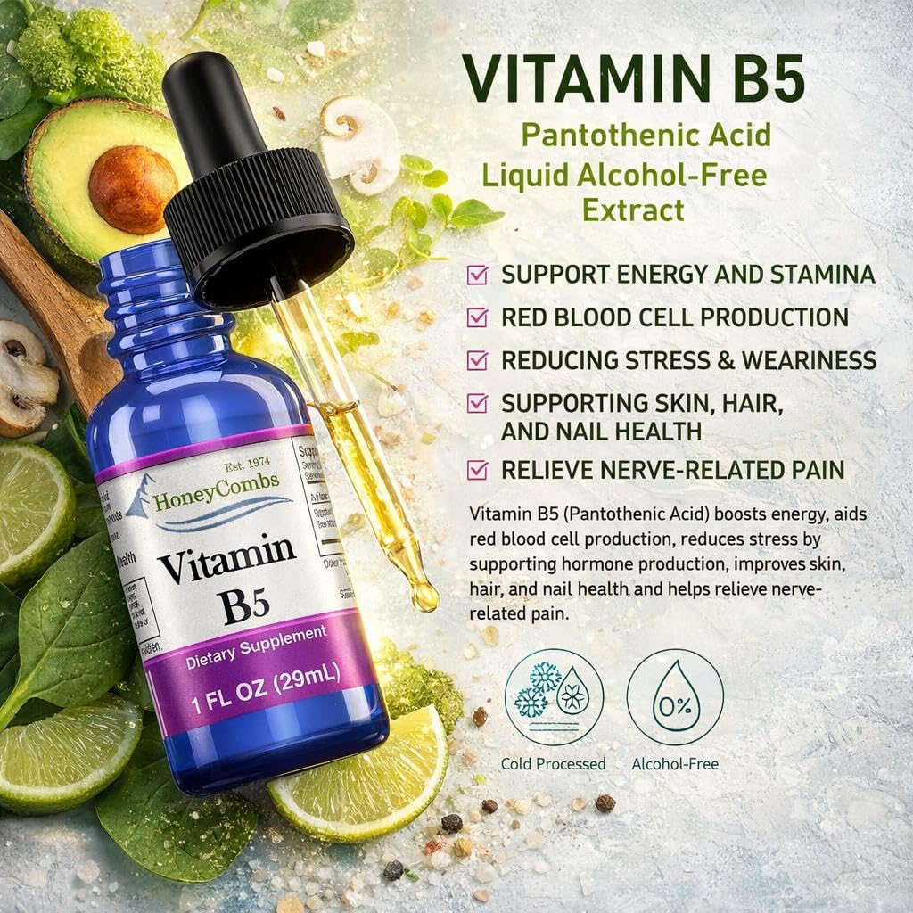 HoneyCombs Vitamin B5 Extract Alcohol Free (Liquid), 1 oz - Image 6