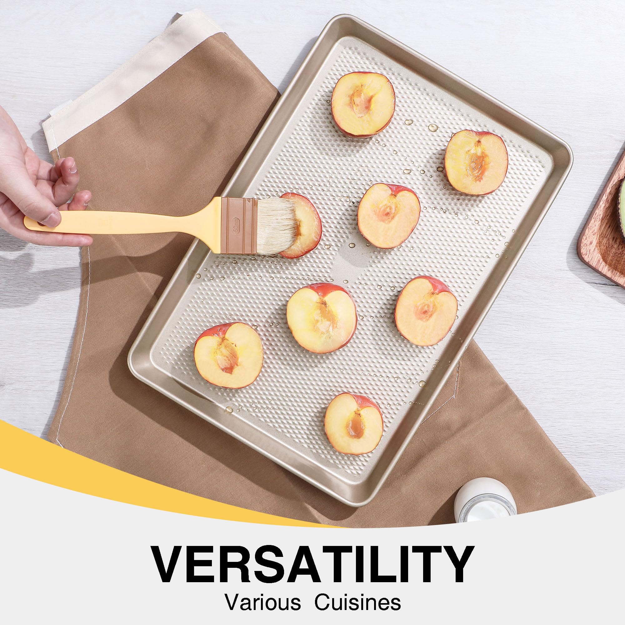 HONGBAKE 2 Pack Quarter Sheet Pans for Baking Nonstick, Commercial Cookie Sheet for Baking with Diamond Texture Surface, 57% Thicker Carbon Steel 9 x 13 Baking pan - Image 2