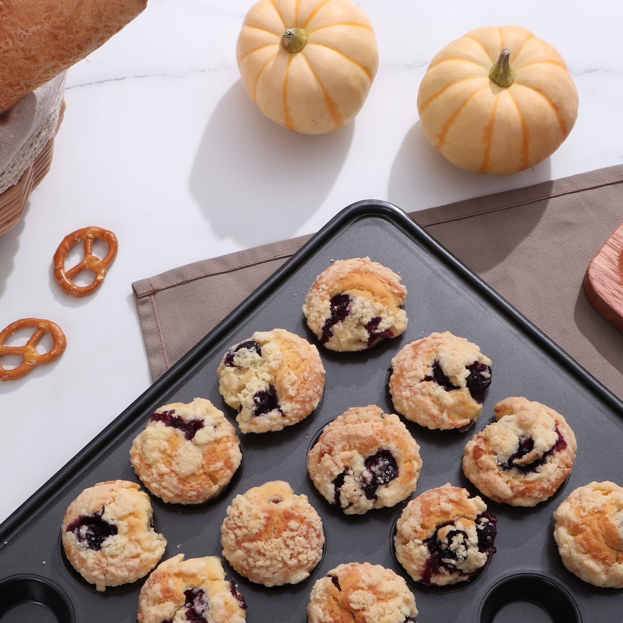 HONGBAKE 48 Cup Mini Muffin Pan, Small Cupcake Pan, Premium Nonstick Muffin Tin for Baking Cheesecake, Dishwasher Safe and Heavy Duty, Carbon Steel - Image 3