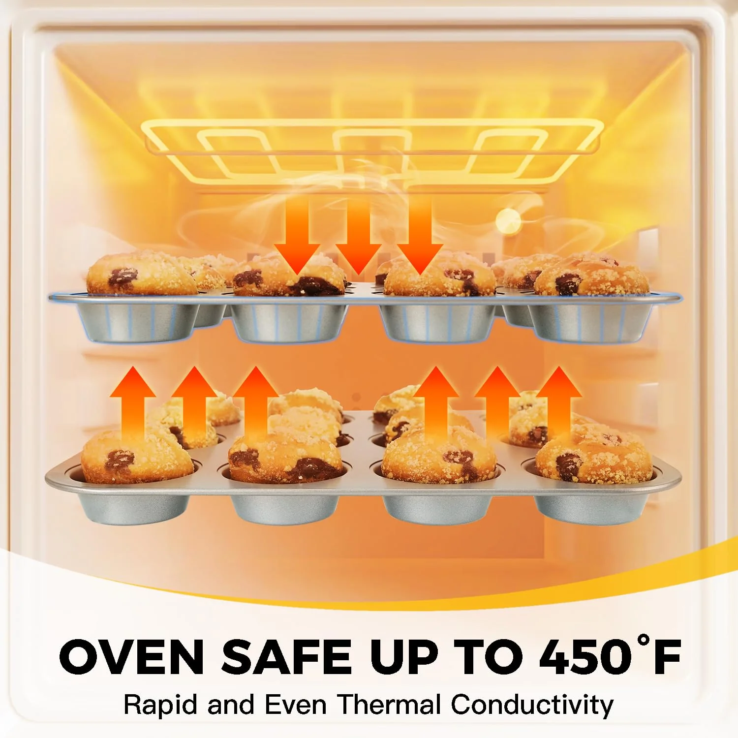 HONGBAKE Bakeware Sets, Baking Pans Set, Nonstick Oven Pan for Kitchen with Wider Grips, 10-Piece Including Rack, Cookie Sheet, Cake Pans, Loaf Pan, Muffin Pan, Pizza Pan - Sliver - Image 3