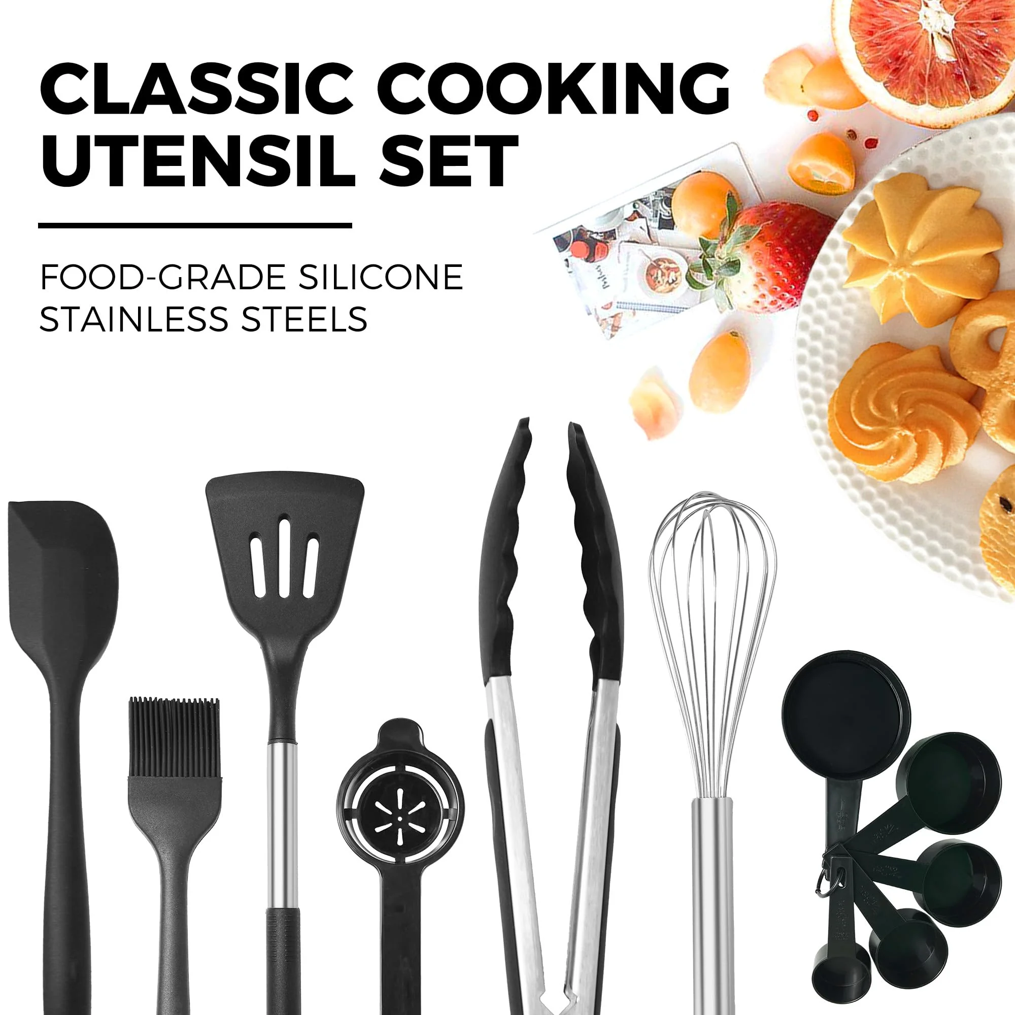 HONGBAKE Bakeware Sets, Baking Pans Set with Kitchen Utensils, Nonstick Oven Pan with Wider Grips, 17 Pieces Including Rack, Cookie Sheet, Cake, Loaf, Muffin, Pizza Pan - Image 6