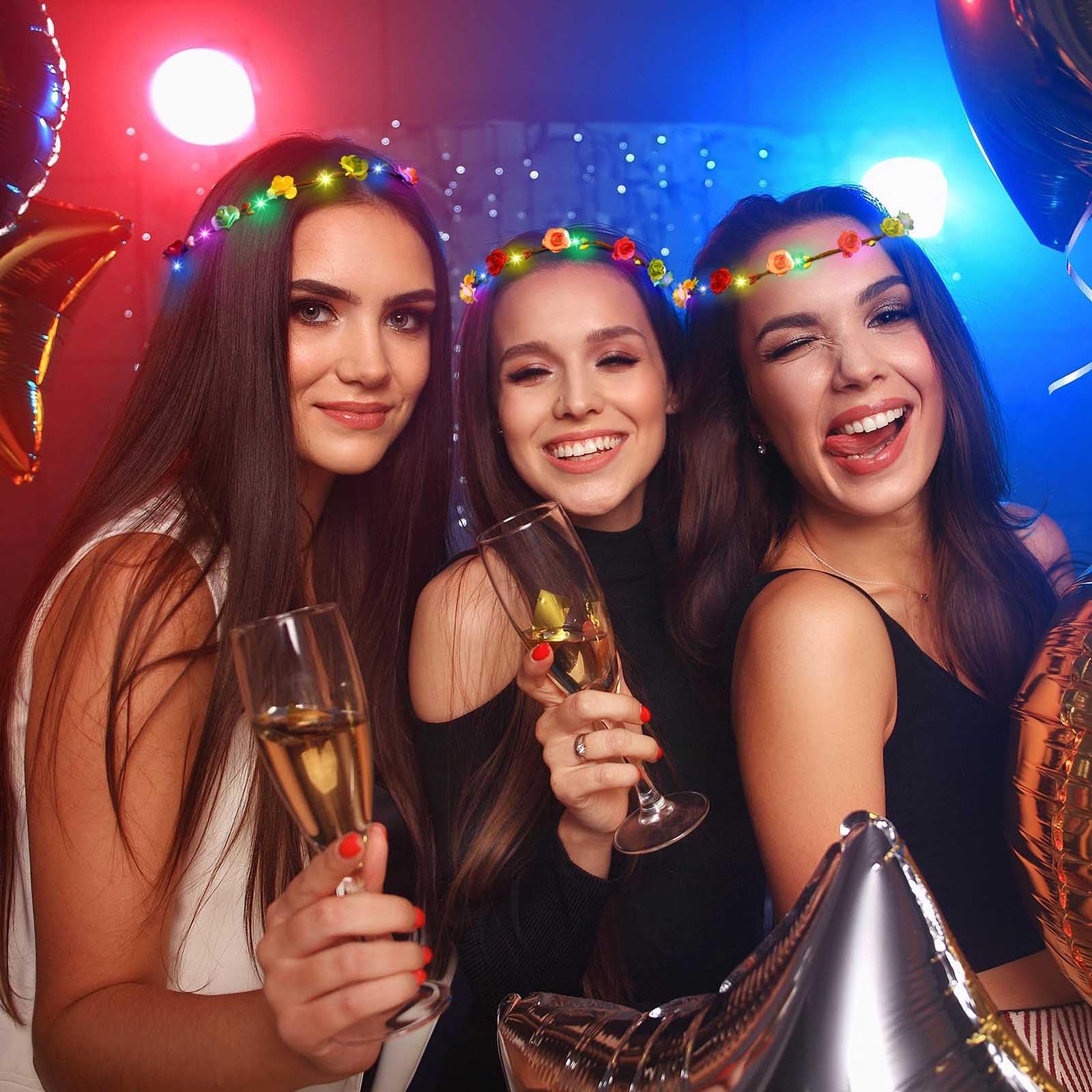 HONLYNE 54 PCS LED Flower Crowns Headbands, Light Up Flower Crowns For Women, Glow in the Dark Headband for Wedding Reception Mardi Gras Cosplay Princess Party Favors Birthday Christmas Halloween - Image 4