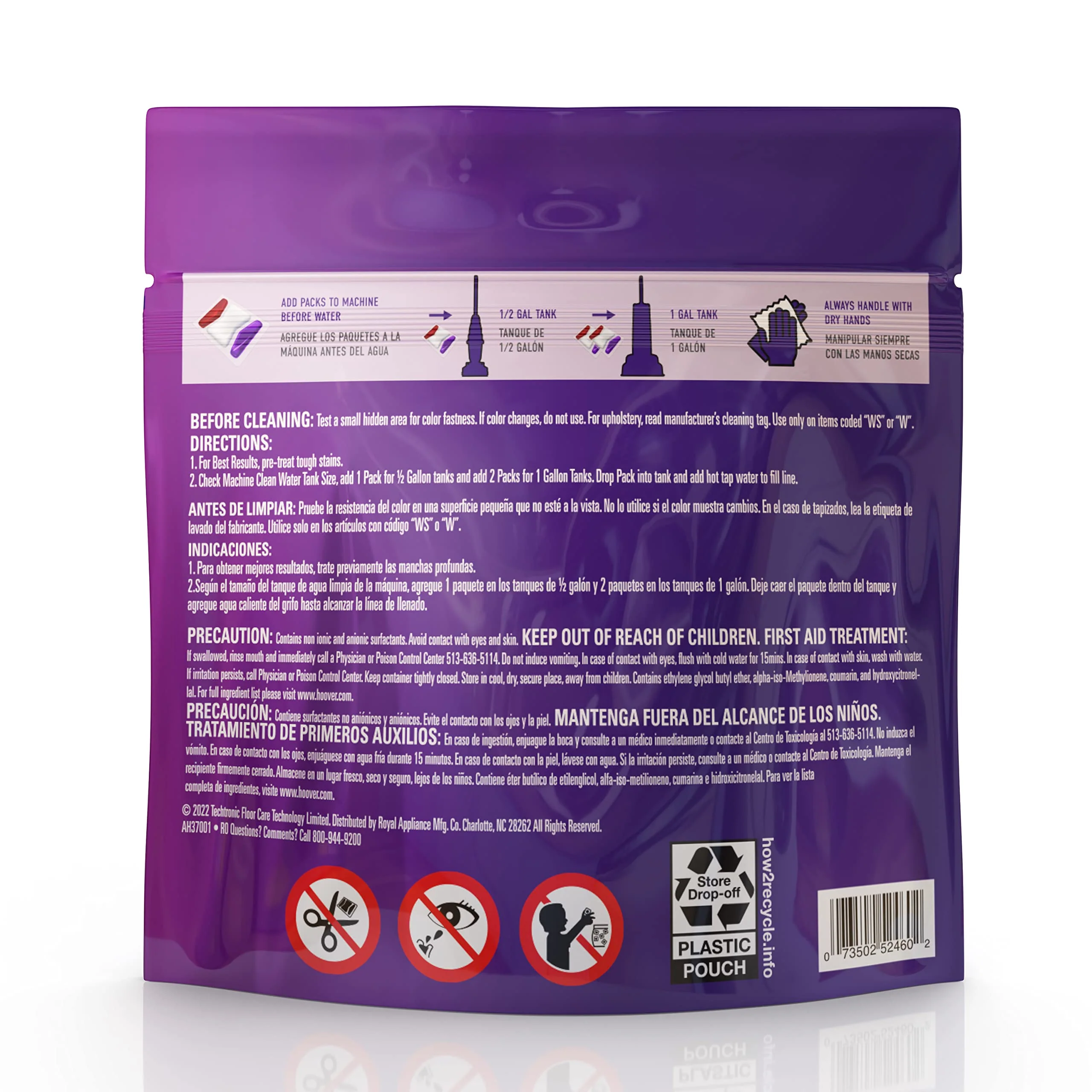 Hoover Paws & Claws Clean Packs, Sea Breeze Scent, Pre-Measured Concentrated Pack Solution, Tackles Tough Pet Messes & Stains, Pair Full Size Carpet Cleaning Machines - Image 7