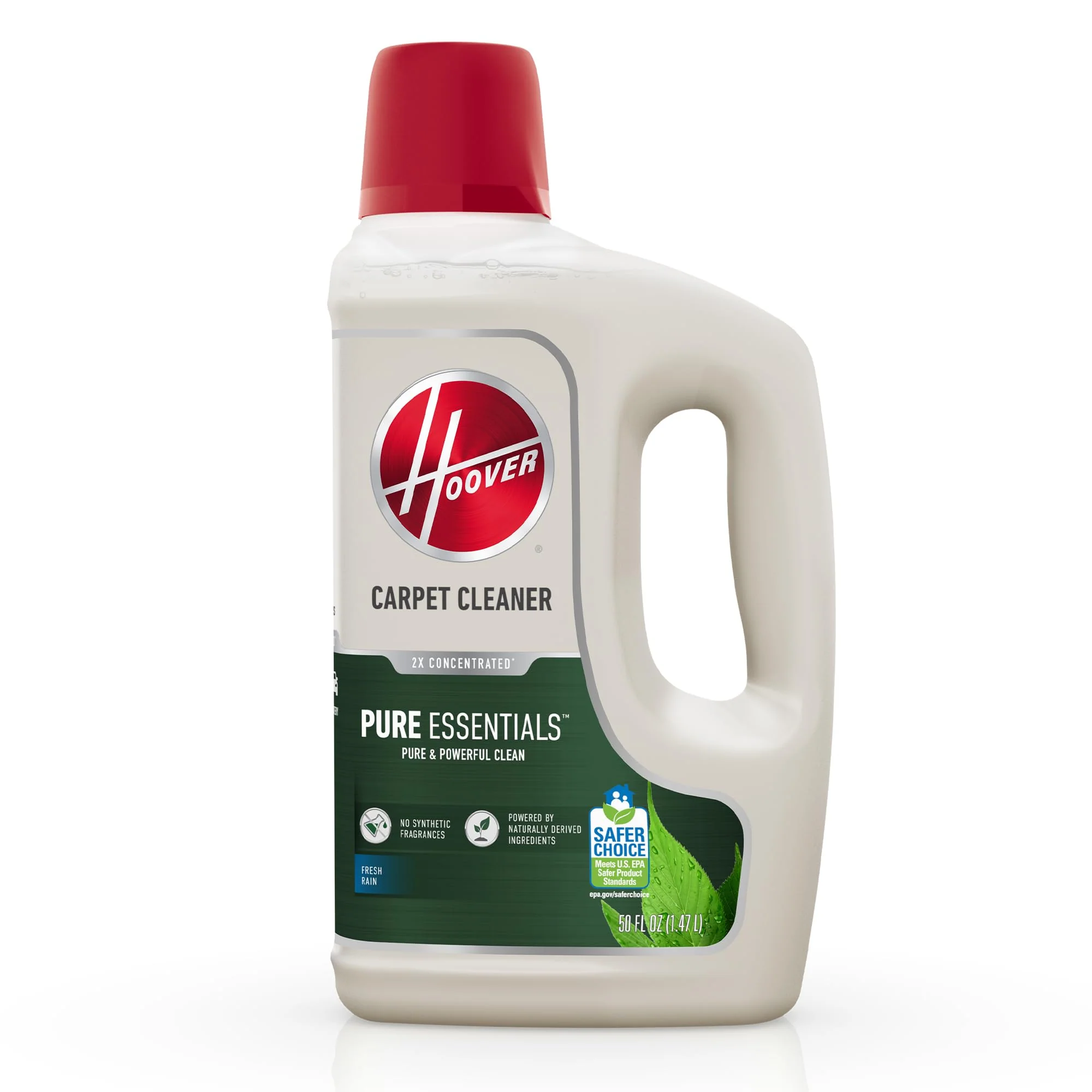 Hoover Pure Essentials Carpet Cleaner Solution, 50 oz., Fresh Rain Scent, Natural Plant Based Formula, Deep Cleaning Carpet Shampoo Solution, Pair with Hoover Carpet Cleaner Machine