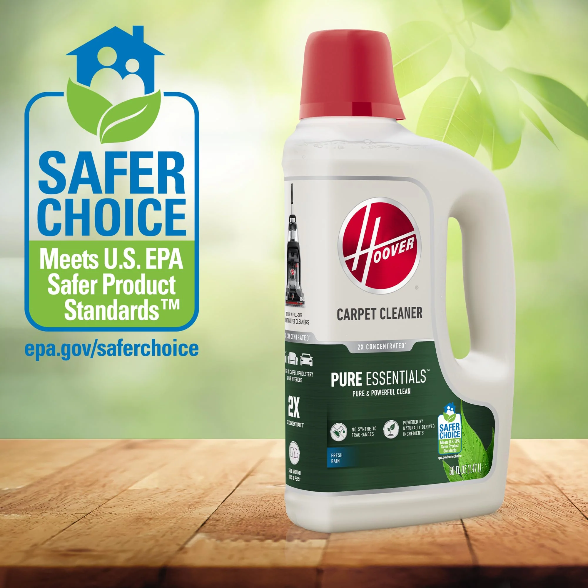 Hoover Pure Essentials Carpet Cleaner Solution, 50 oz., Fresh Rain Scent, Natural Plant Based Formula, Deep Cleaning Carpet Shampoo Solution, Pair with Hoover Carpet Cleaner Machine - Image 6