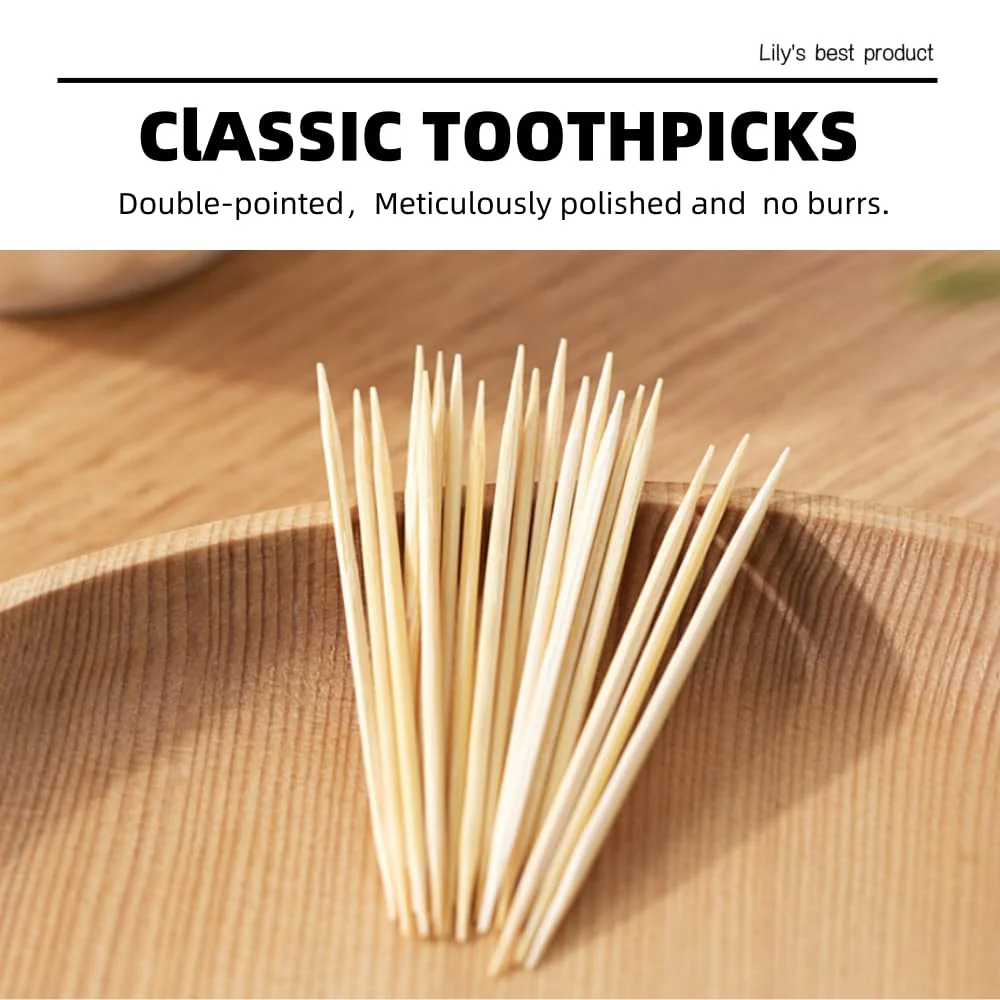 HOPELF Bamboo Toothpicks for Teeth Cleaning, Appetizer, Olive, Barbecue, Fruit, Double-Points Wooden Toothpick.1200 Count - Image 3