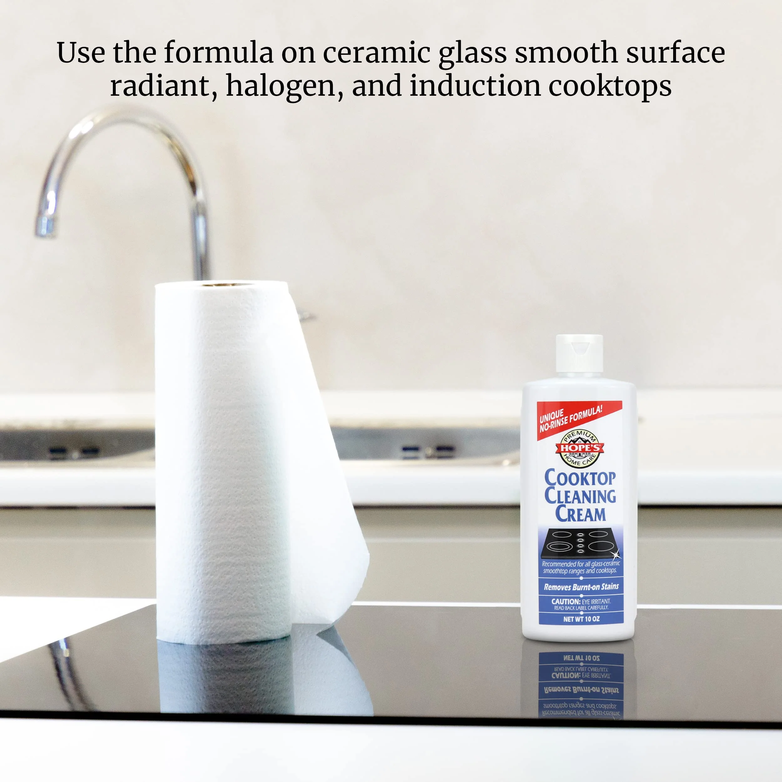 HOPE'S Cooktop Cleaning Cream, Fast Acting, No-Rinse Cooktop Cleaner for Glass Top Stoves, Polishes and Removes Burnt-on Stains Easily on Glass Ceramic Cooktops, 8 Fl Oz, Pack of 12 - Image 3