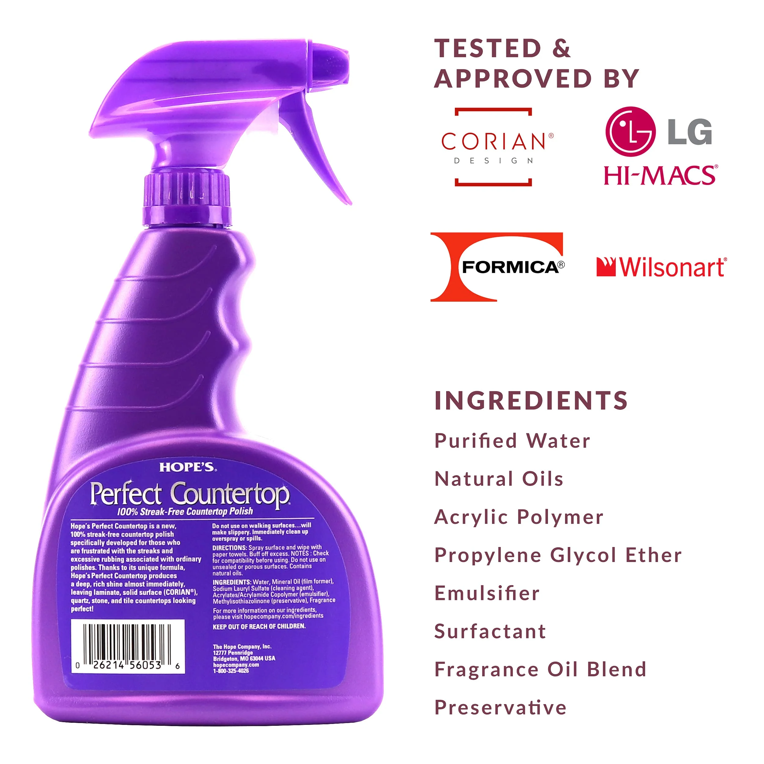 HOPE'S Perfect Countertop Cleaner and Polish - Streak-Free Multi Surface Cleaning Spray - Kitchen Spray for Granite, Quartz, Marble, Stone, Laminate, CORIAN, 22 Fl Oz, Pack of 1 with Microfiber Cloth - Image 7