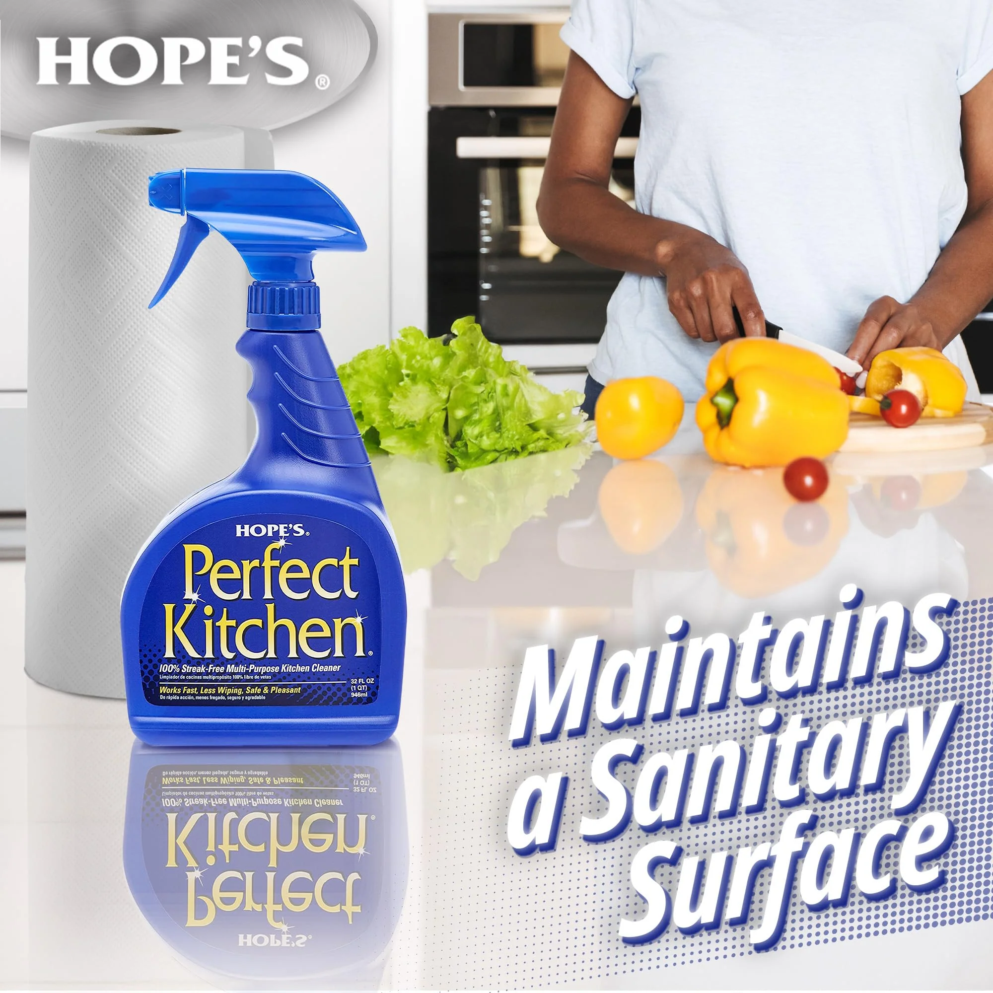 HOPE'S Perfect Kitchen Cleaner Spray - 32 Oz No-Residue All Purpose Cleaning Spray - Multisurface Degreaser for Counters, Stoves, Microwaves, and More - Pet and Home Safe - Pack of 12 - Image 6