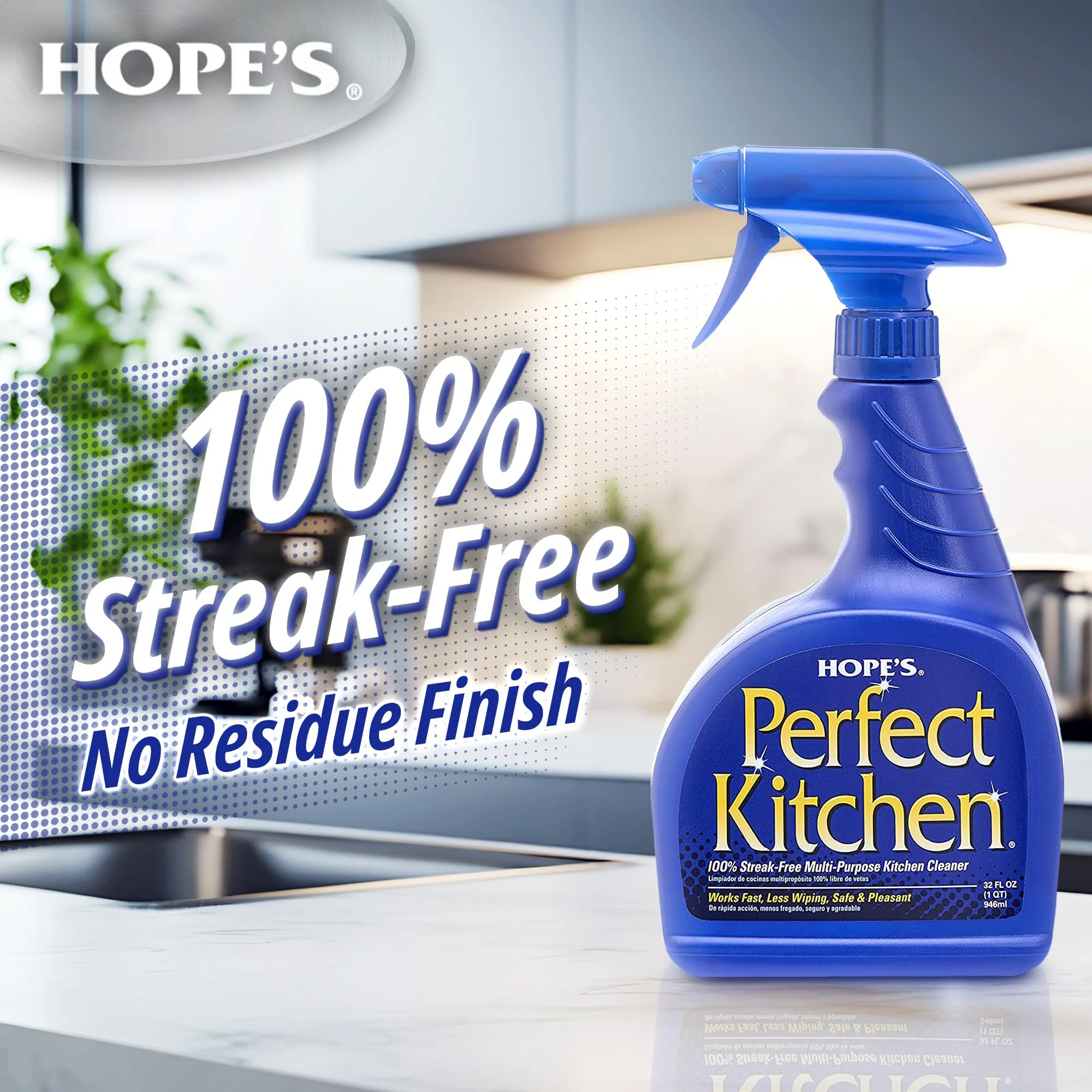HOPE'S Perfect Kitchen Cleaner Spray - 32 Oz No-Residue All Purpose Cleaning Spray - Multisurface Degreaser for Counters, Stoves, Microwaves, and More - Pet and Home Safe - Pack of 12 - Image 8