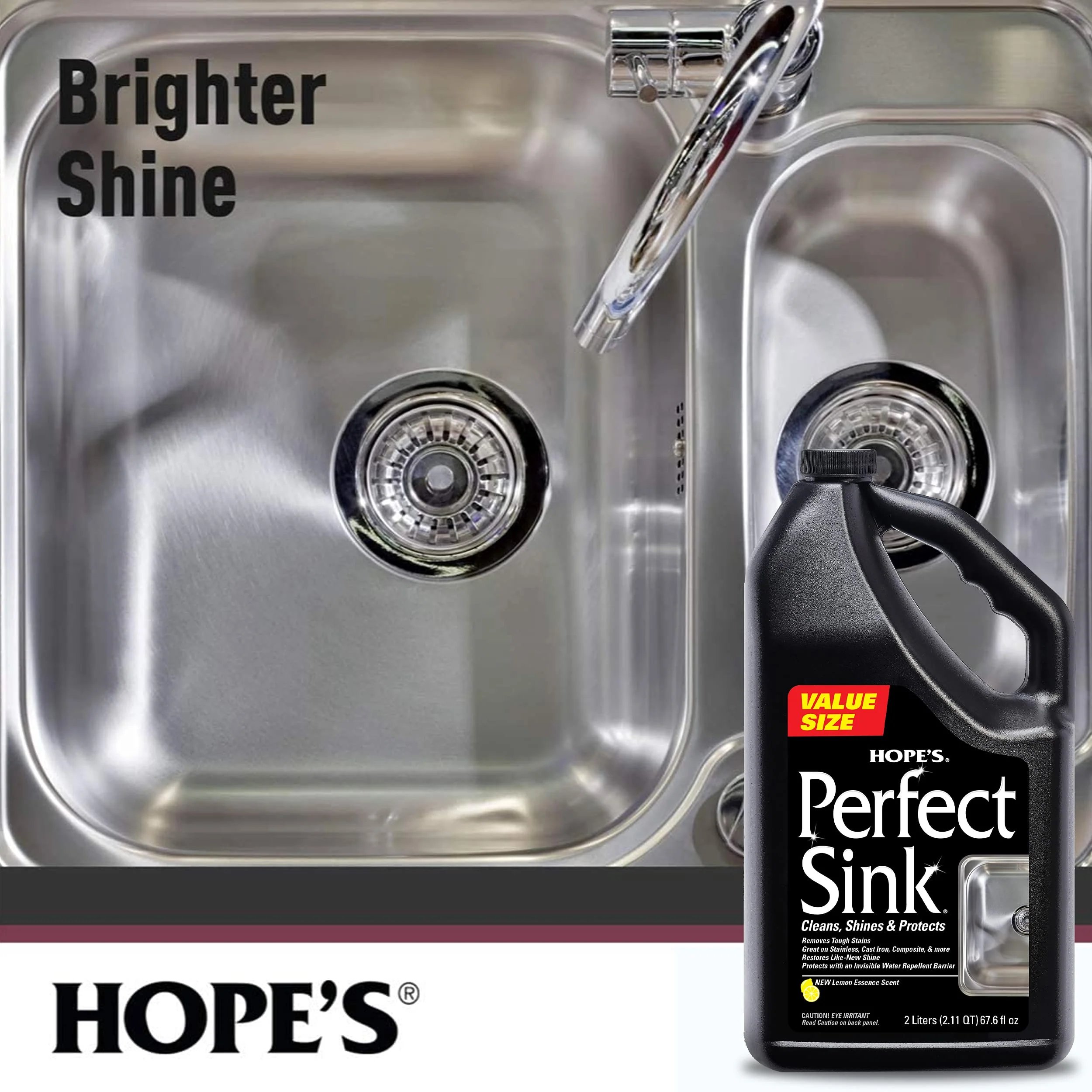 HOPE'S Perfect Sink Cleaner and Polish, Restorative, Water-Repellant, Removes Stains, Ideal for Brushed Stainless Steel, Cast Iron, Porcelain, Corian, Composite, Acrylic, Value Size - Image 4